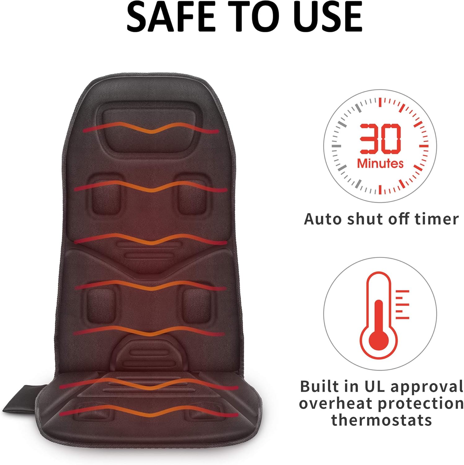 Comfier Back Massager with Heat, Massage Chair with 10 Vibration Massage Motors, Massage Chair Pad for Back Pain, Chair Massager, Massage Seat Cushion for Home Office Use,Father's Day Gifts for Dad - Image 6