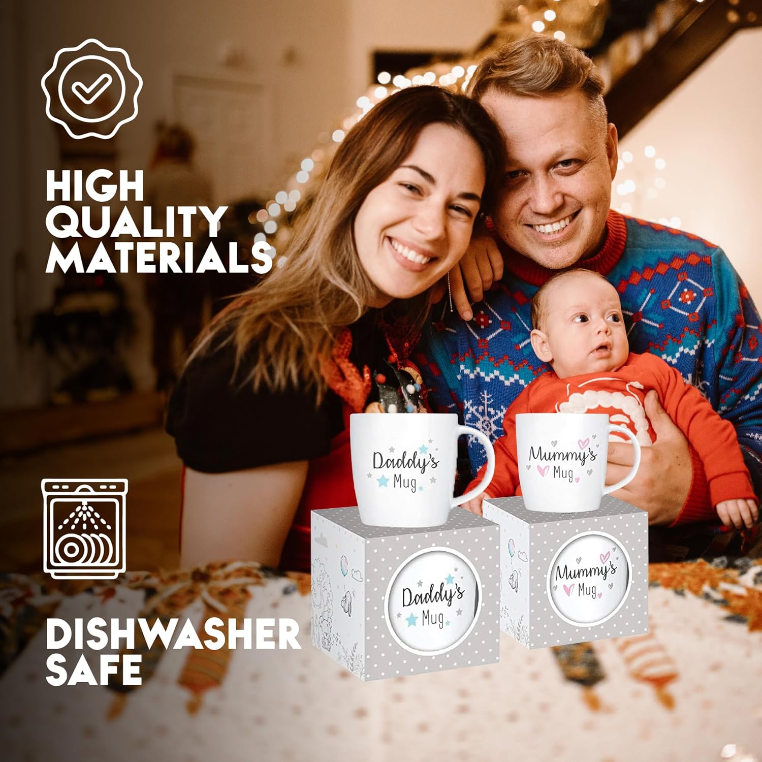 New Parents Set of 2 Mummy and Daddy Mugs - Gifts for Mum and Dad - Christmas Decision Coin for Parents - Image 2