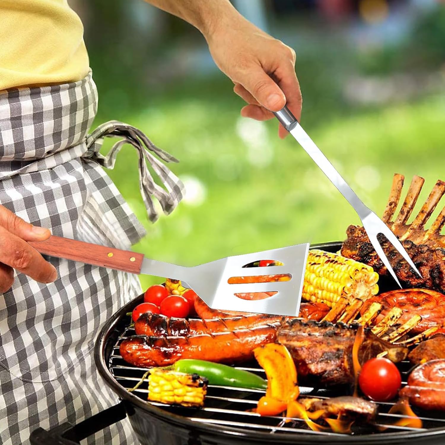 11Pcs BBQ Tool Set with Storage Bag – Stainless Steel BBQ Accessories for Grilling, Camping, Picnics – Complete BBQ Utensil Set Gift for Men, Fathers Day, Outdoor Barbecue Tools - Image 5