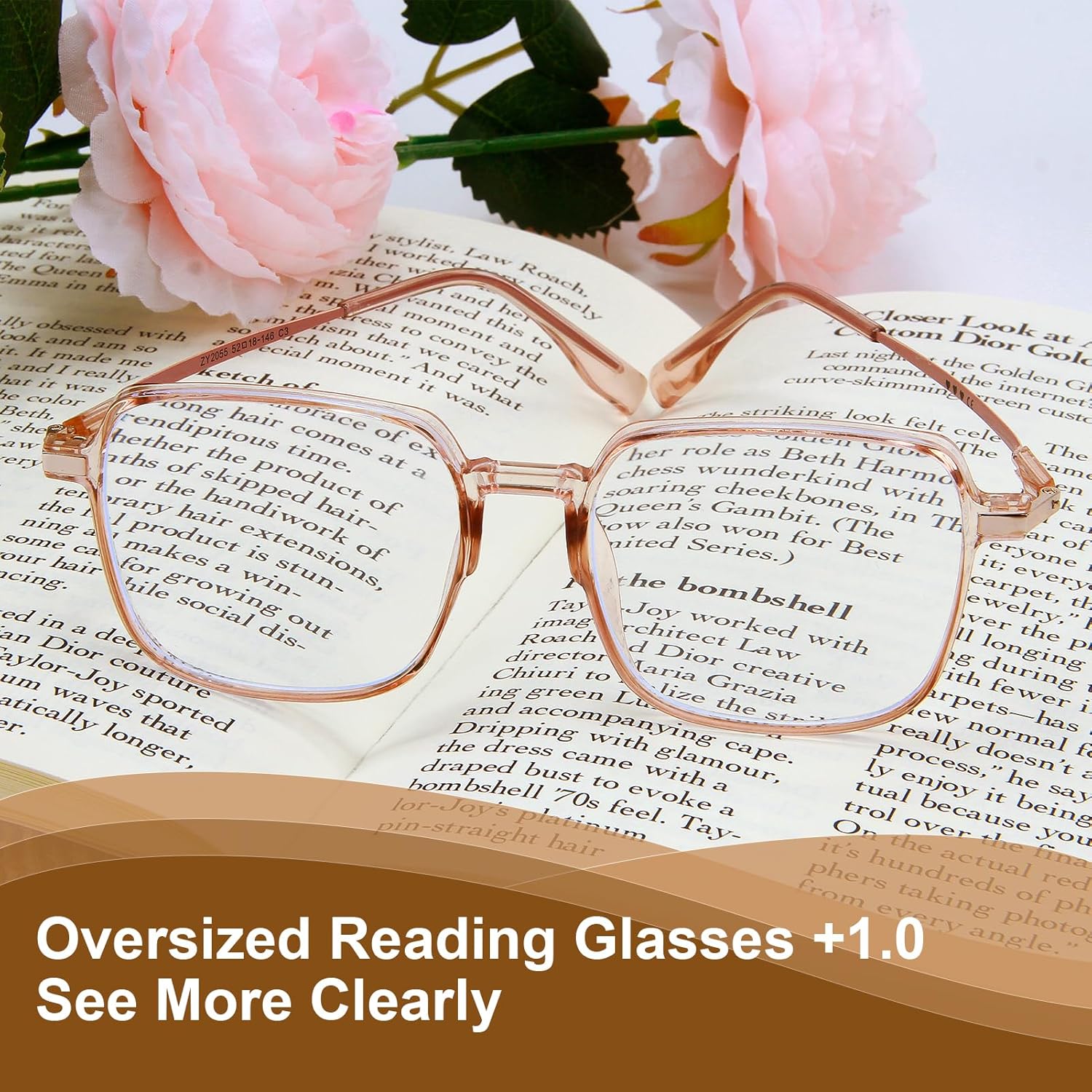 Oversized Reading Glasses, Large Frame Square Anti Eyestrain Blue Light Blocking Glasses for Women TV Phone Computer Book - Image 3
