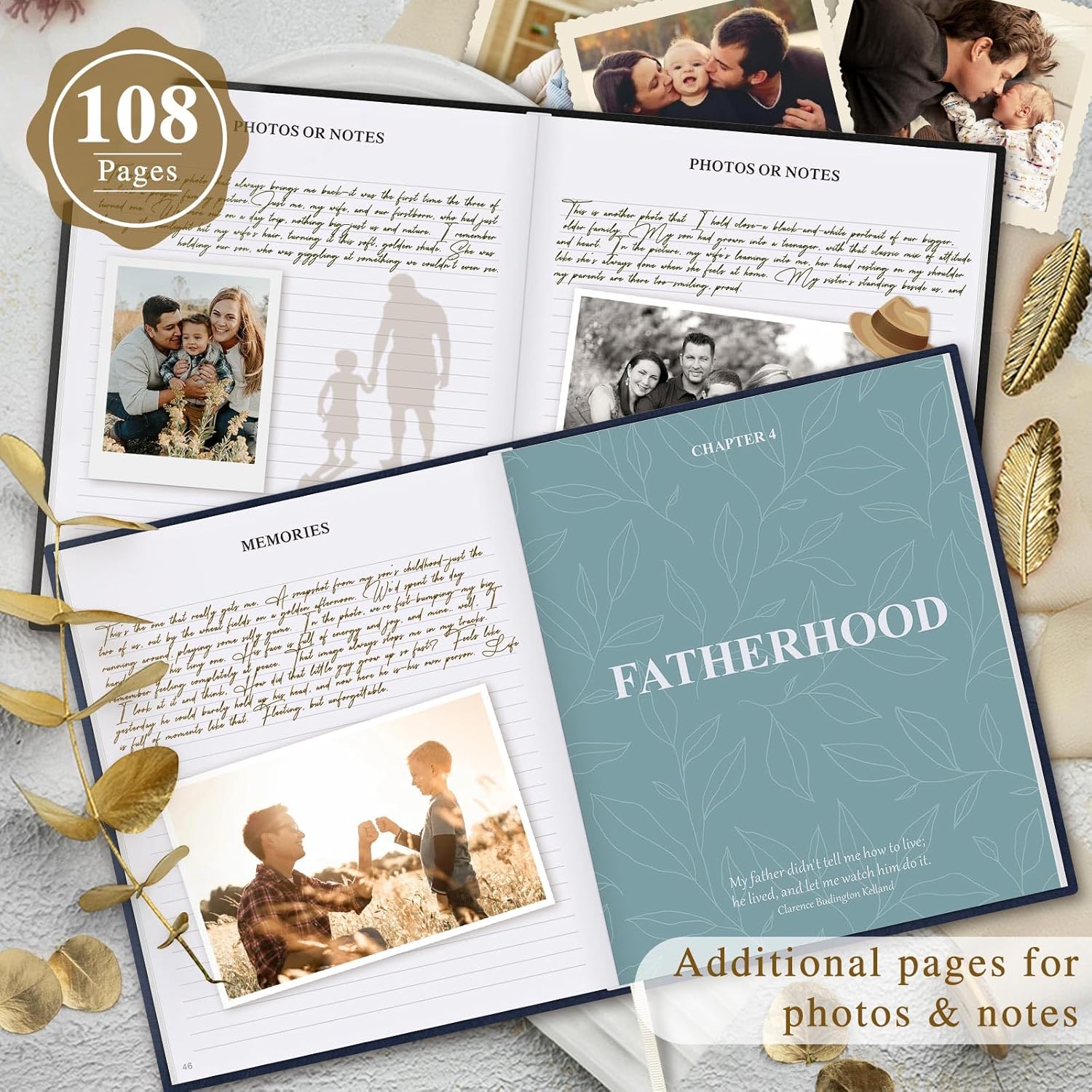 Lanpn Dad Life Story Journal with 300+ Questions, Gifts for Dad Father's Day Birthday Christmas Dads Memory Keepsake Book to Fill Out Leather Father Story Guided Journal to Share Life & Love (Blue) - Image 4