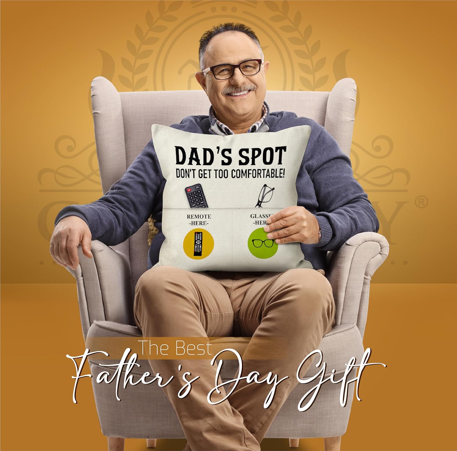 CROWNLY® Gifts for Dad Gift from Daughter Son Daddy Birthday Cushion Cover - Image 2