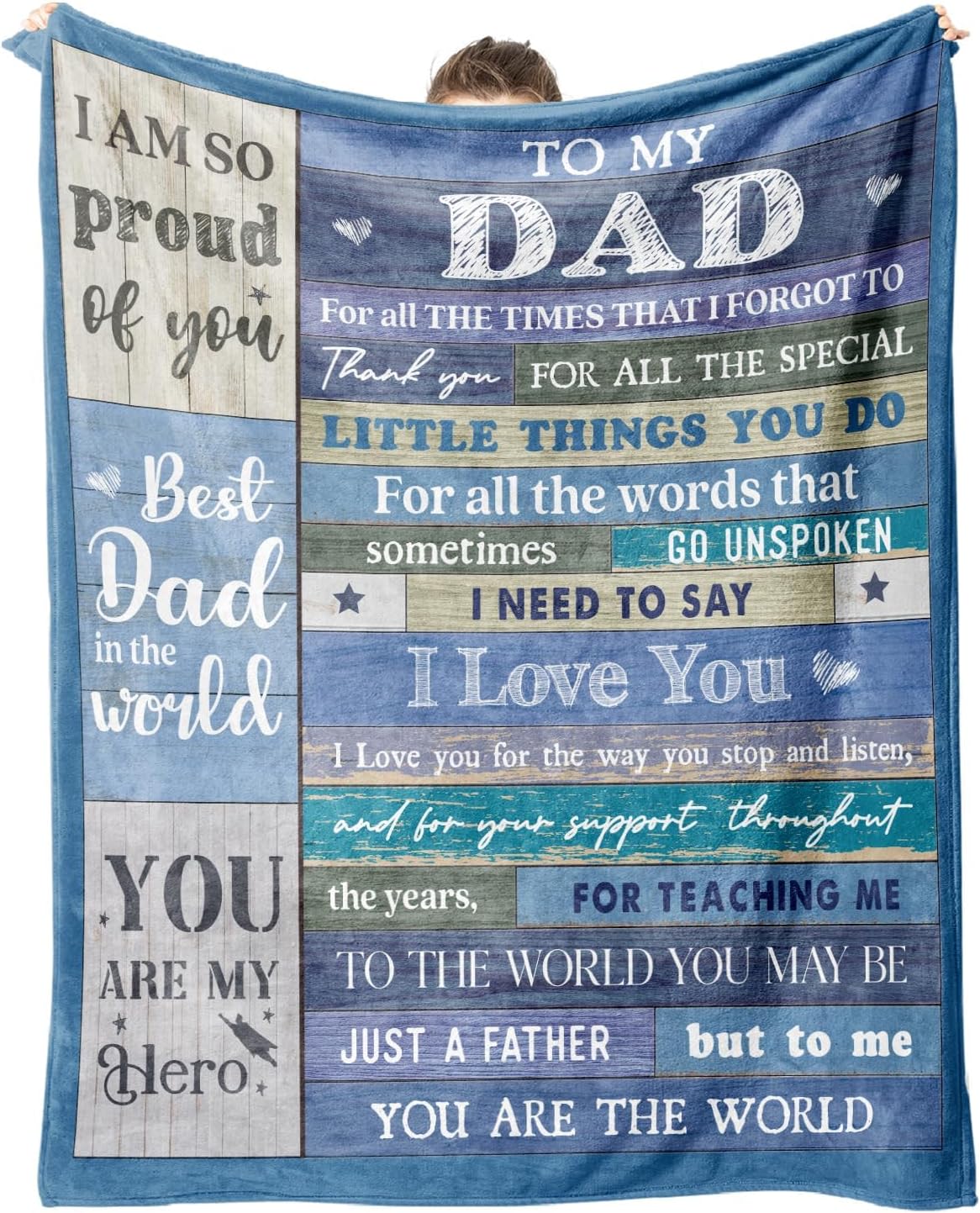 Dad Valentines Birthday Gifts, Birthday Gifts for Dad, Flannel Blanket Dads Gift from Daughter Son, Daddy Presents for Christmas Fathers Day, Blanket for Dads, Daddy, Father to be, 60 * 50in