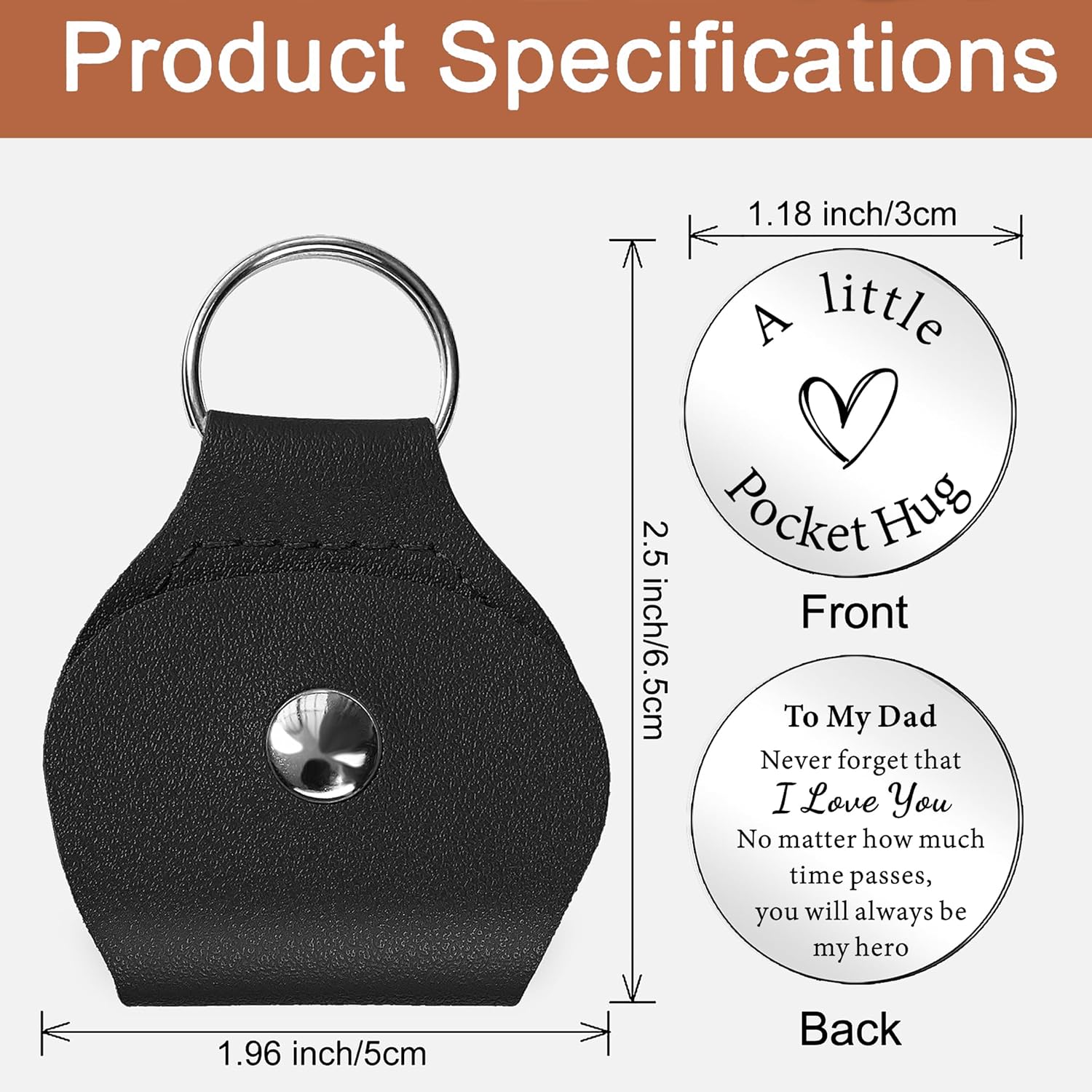 Pocket Hug Token Gifts For Dad - Father's Day Christmas Birthday Gifts for Dad from Daughter Son - Image 2