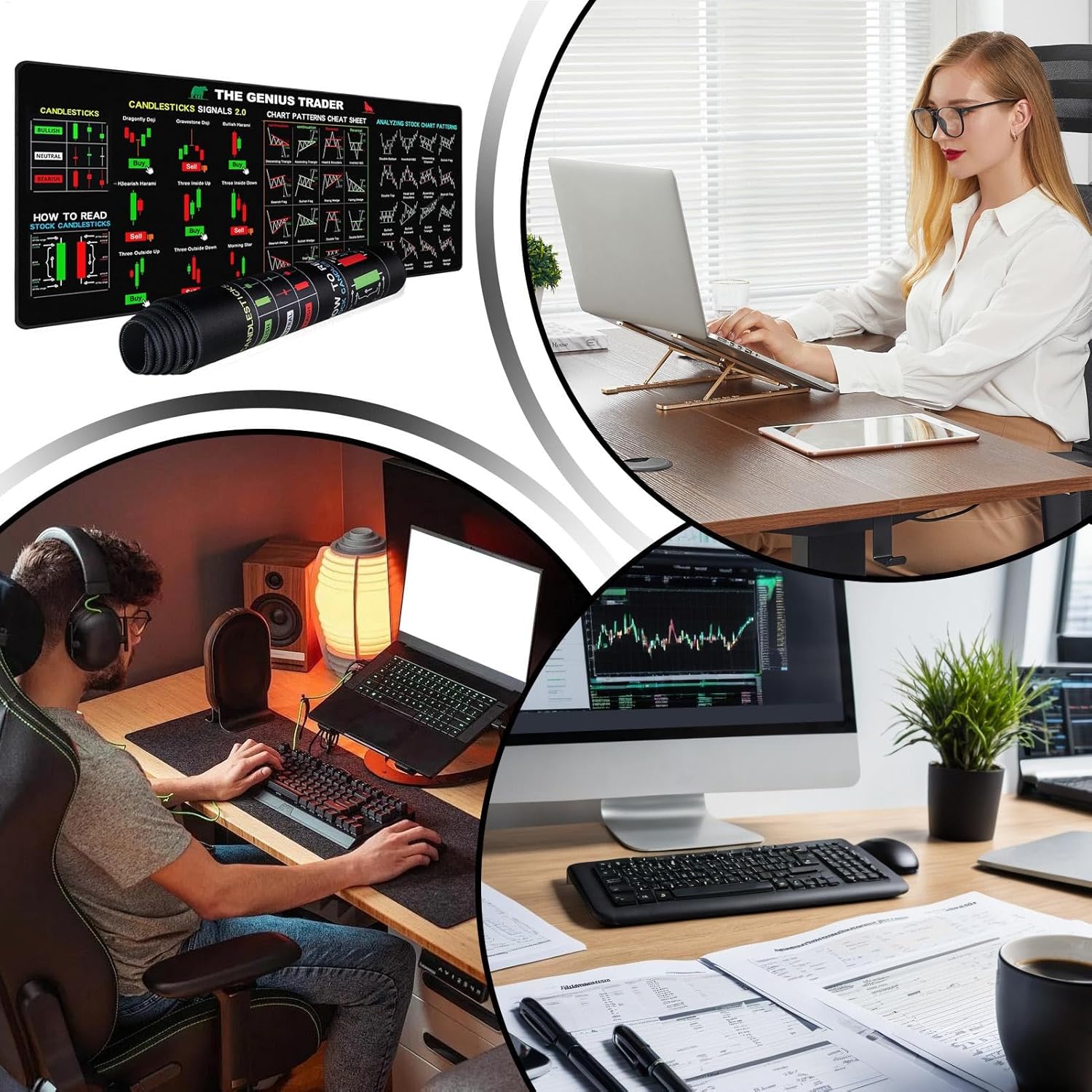 Chart Pattern Desk Pad, Stock Market Computer Pad, Pattern Desk Pad Day Trading Computer, Vista Print Creative Large Computer Pad | Day Trading Desk Pad, Stock Trader, Finance Student Financial - Image 4