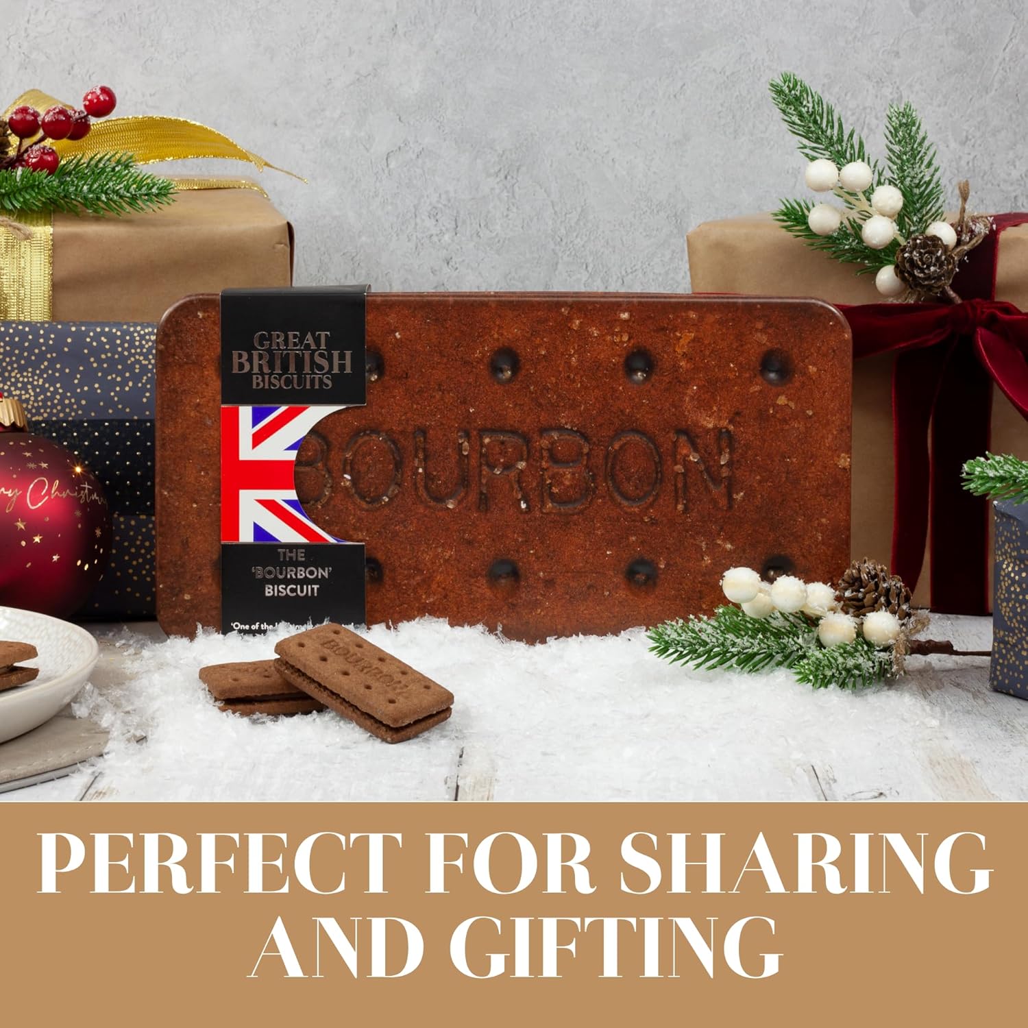 Giant Bourbon Biscuits Gift Set - Chocolate Novelty Treat Tin - Luxury Biscuits Gift Tins filled with Chocolate Bourbons - Fancy British Gifts for Birthday, Valentines Day Hamper Tins 400g - Image 4