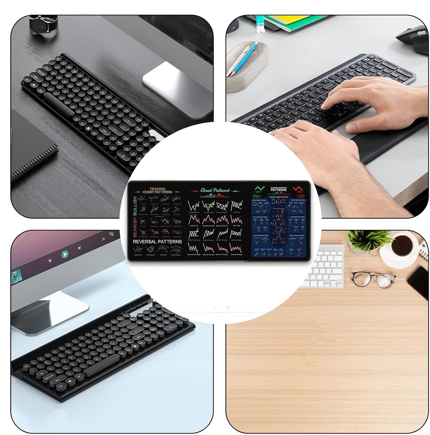 Large Desk Pad | Anti-Slip Table Mat,Stock Market Decor Deskmats, Chart and Candlestick Pattern Washable Computer Pad for Working Studying - Image 4
