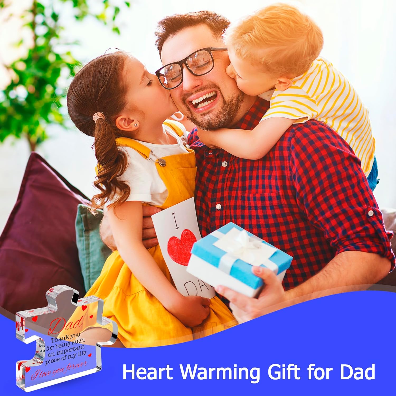 Fathers Day Gifts from Daughter, Son - Engraved Acrylic Block Puzzle Fathers Day Present 3.35 x 2.76 inch - Cool Dad Presents from Daughter, Son, Mom - Heartwarming Men Birthday Gift, Ideas - Image 6