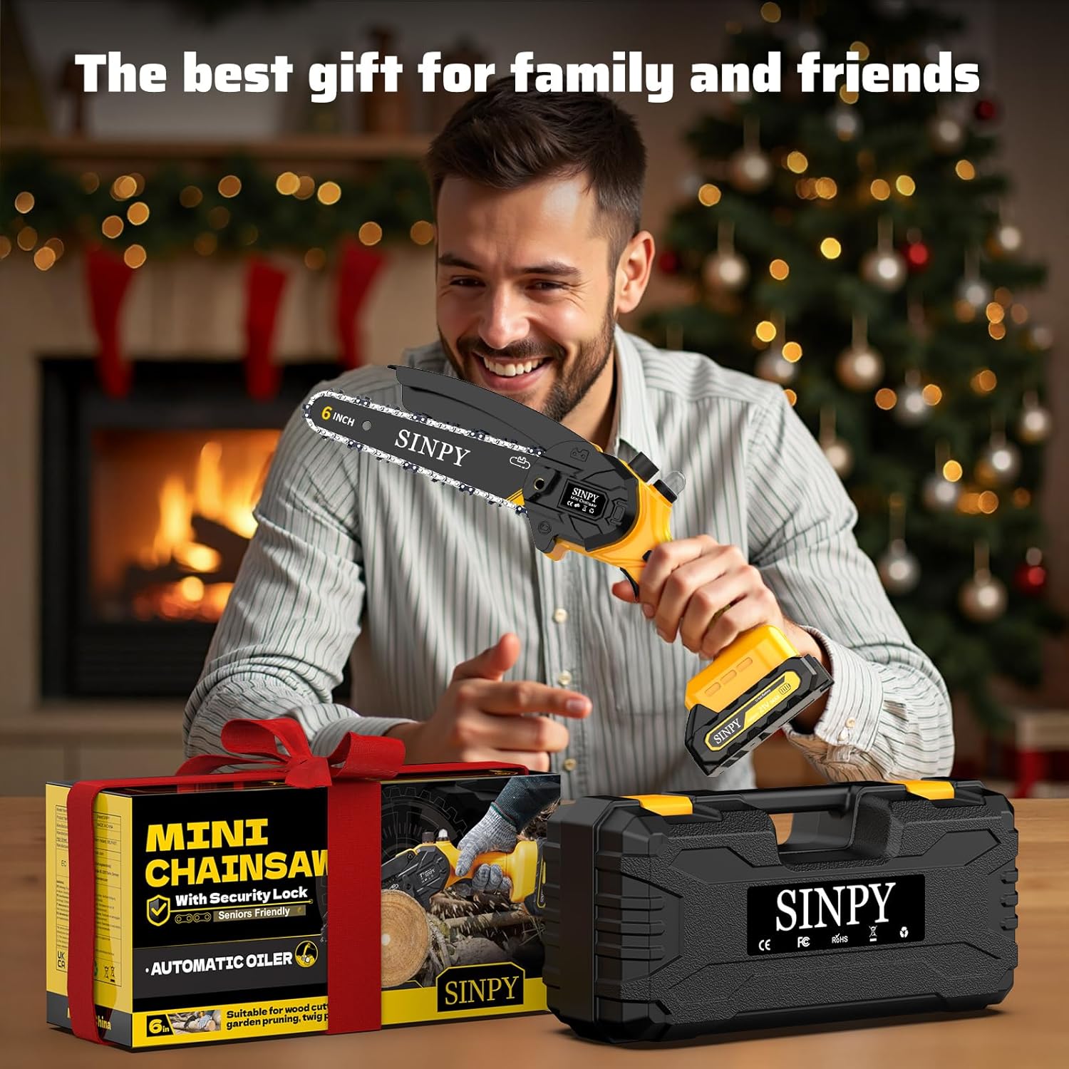 Mini Chainsaw Cordless, 6 Inch Electric Power Chain Saw with 2 Batteries & 2 Chains, Small Chainsaw with Safety Lock for Tree Trimming, Garden, Wood Cutting Gift for Men Dad Husband Fathers 2025 - Image 7