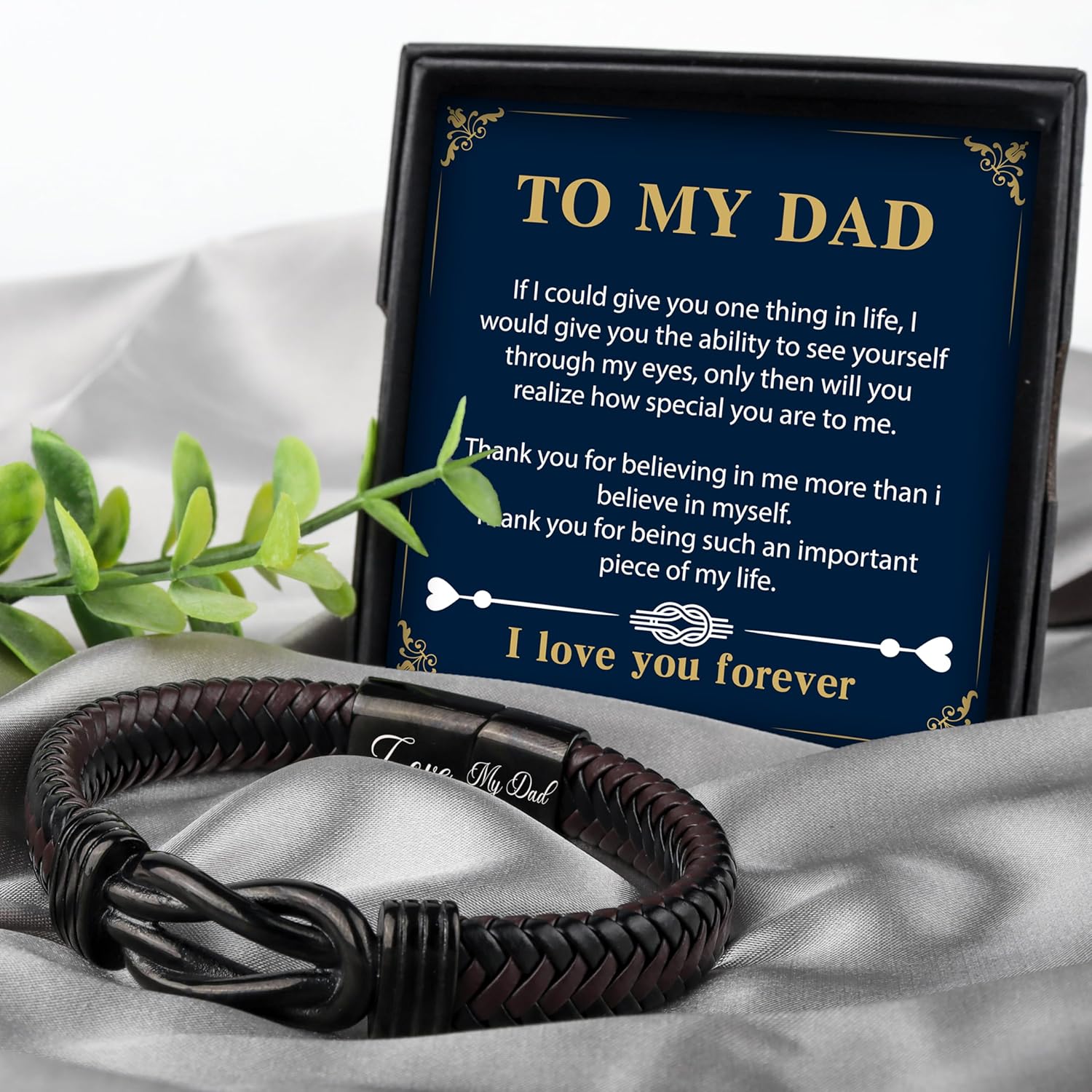 Gifts for Dad Grandad Mens Leather Bracelet Fathers Day Birthday Christmas Gifts - Image 5