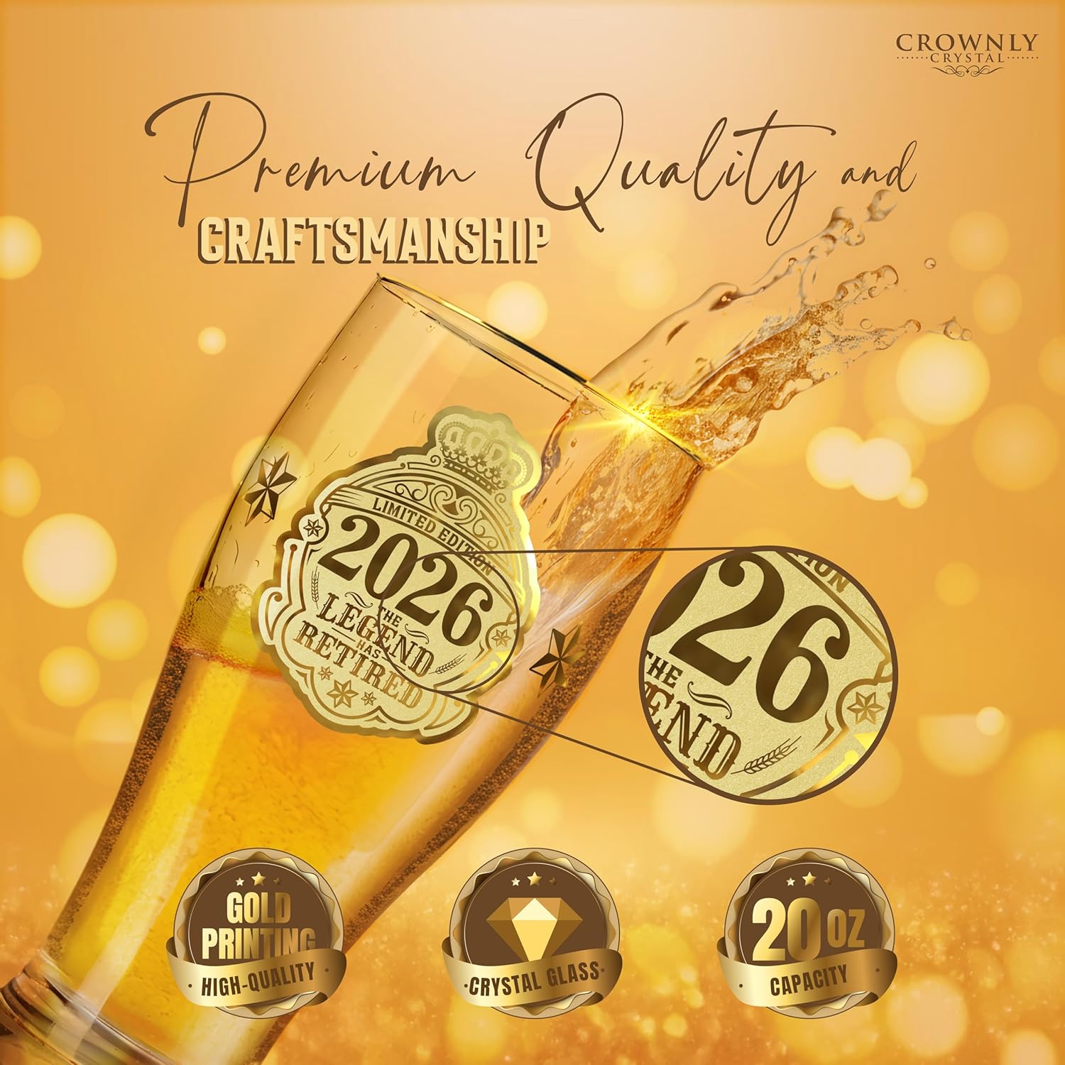 2026 Retirement Gifts for Men Personalised Beer Glasses Retirement Decorations Old Man Grandad Gifts 570 ml (1 Pint) Card Unusual Mens Gift Ideas - Image 4