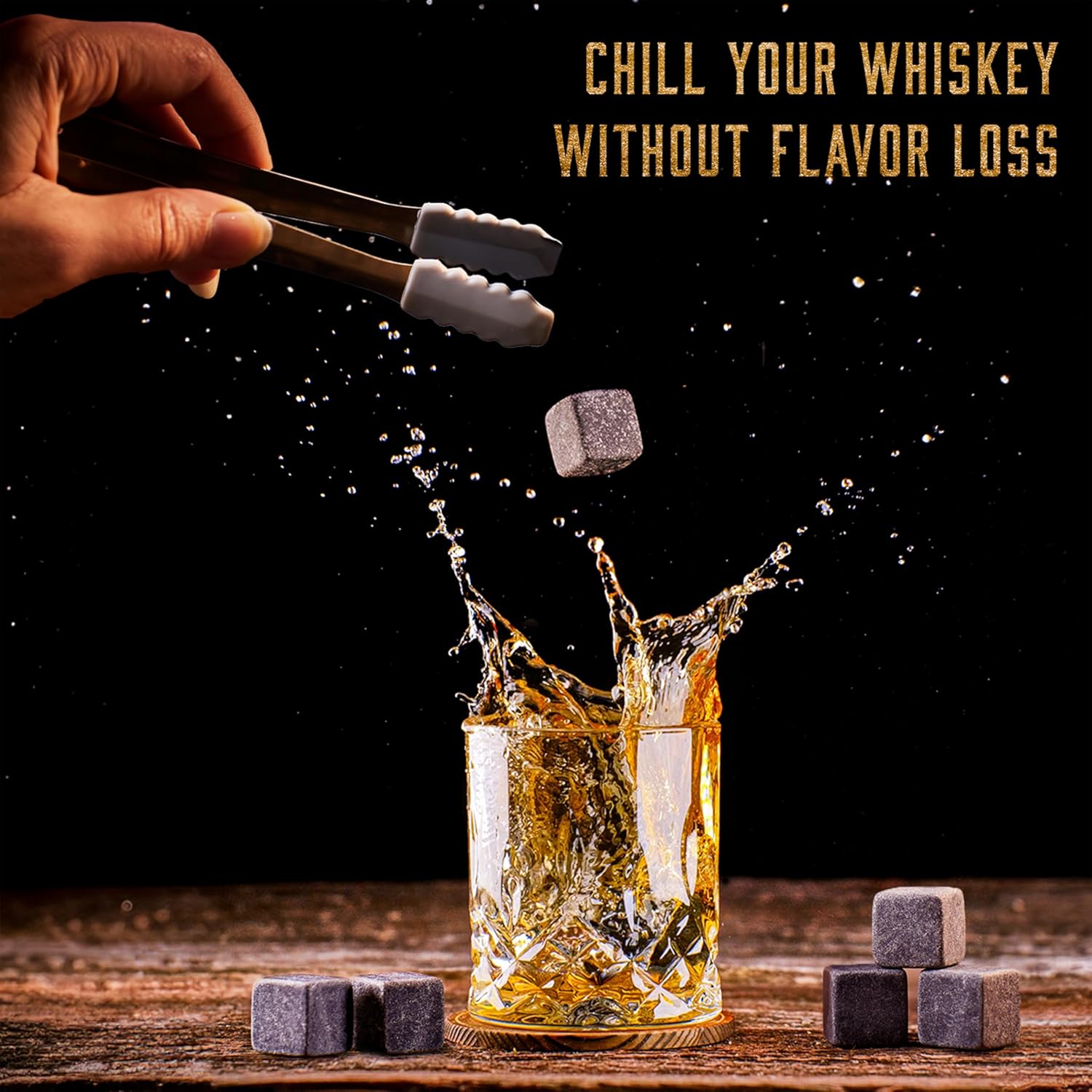 WHISISKEY - Whiskey Glass Set - Whiskey Gift Sets for Men - Whisky Glass Gifts for Men - Rum Tumblers Whisky Set with 2 Glasses, 8 Whiskey Stones, Accessories - Image 3