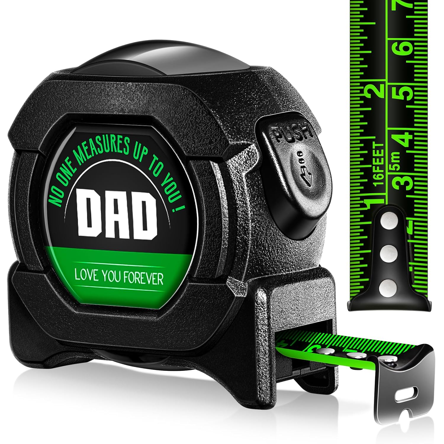 Gifts for Fathers Day Dad Gifts, Personalised Christmas Birthday Anniversary Presents for Dad from Daughter, Son Tape Measure(5M/16FT-Black)