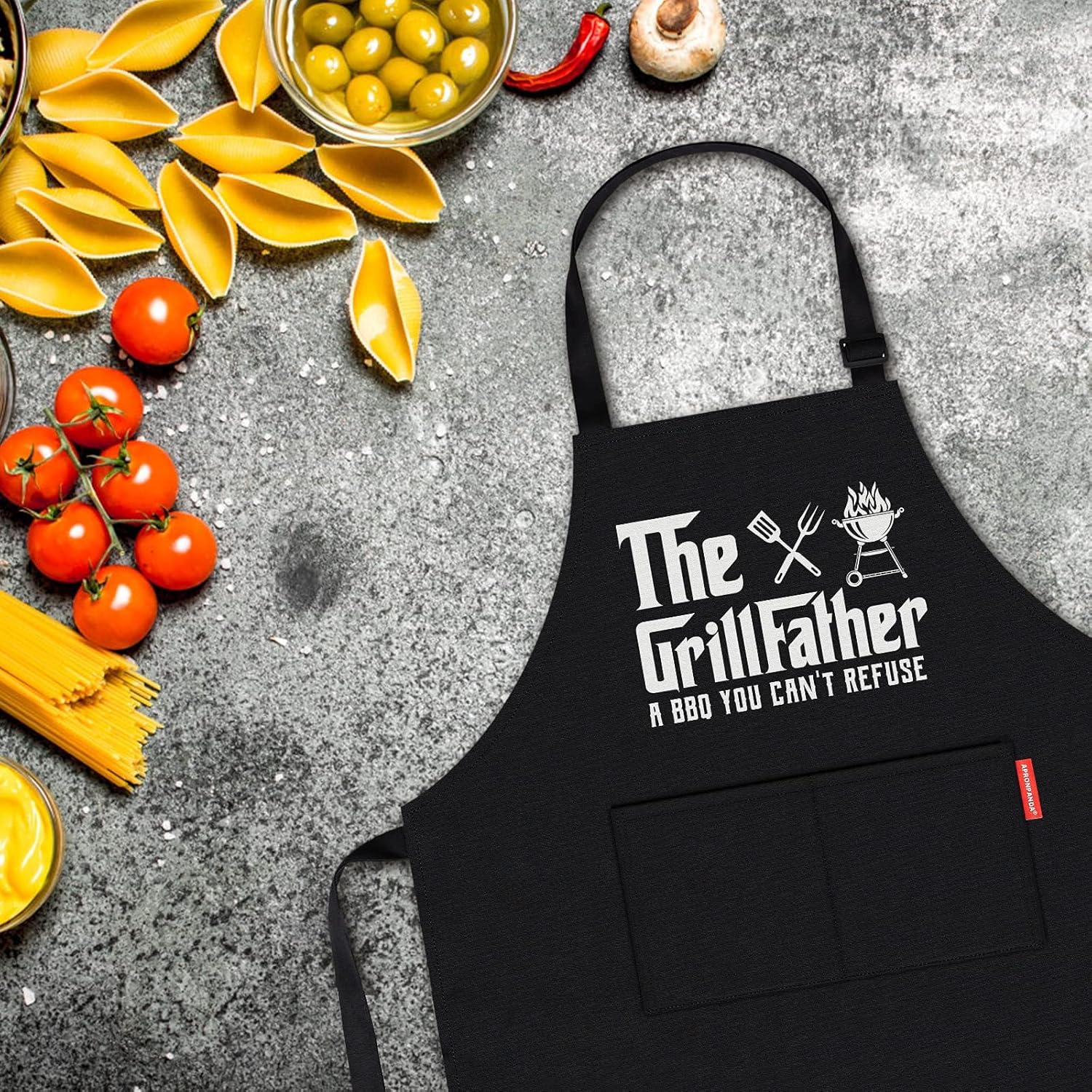 The Grill Father - BBQ Cooking Apron for Men, Funny Kitchen Apron with Pockets, Christmas Gifts for Men, Husband, Dad, Grandad Birthday Gifts - Image 5