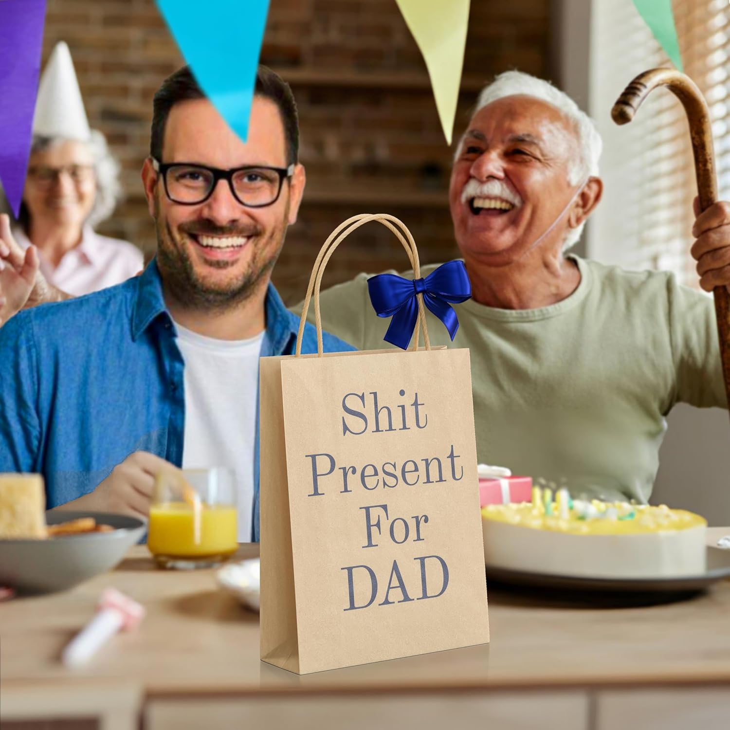 Funny Secret Santa Gift For Dad Stocking Fillers For Dad Funny Gag Gift Bag With Handle 'Sh*t Present For Dad' Rude Prank Bag - Image 6