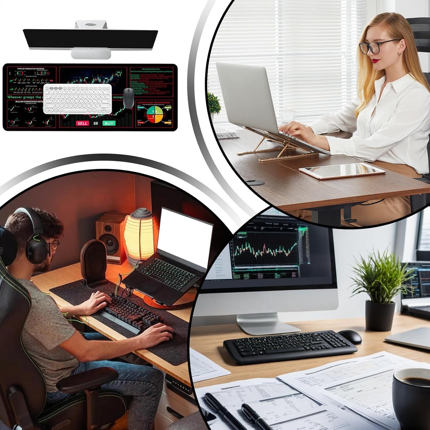 Game Card Mat - Large Computer Keyboard Pad - Mousepads for Desk, Stock Market Day Trader Keyboard Mat for Men, Women - Image 4