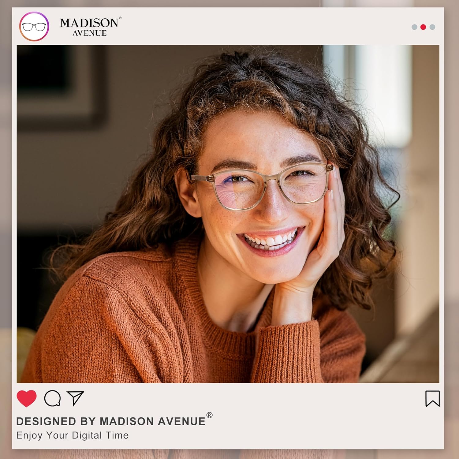 Madison Avenue Blue Light Blocking Glasses Anti Eyestrain UV Glare Blue Light Glasses for Women TV Phone Computer Gaming Eyeglasses(Coffee Brown) - Image 2