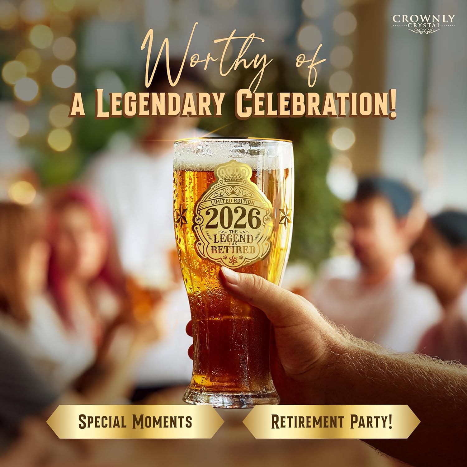 2026 Retirement Gifts for Men Personalised Beer Glasses Retirement Decorations Old Man Grandad Gifts 570 ml (1 Pint) Card Unusual Mens Gift Ideas - Image 5
