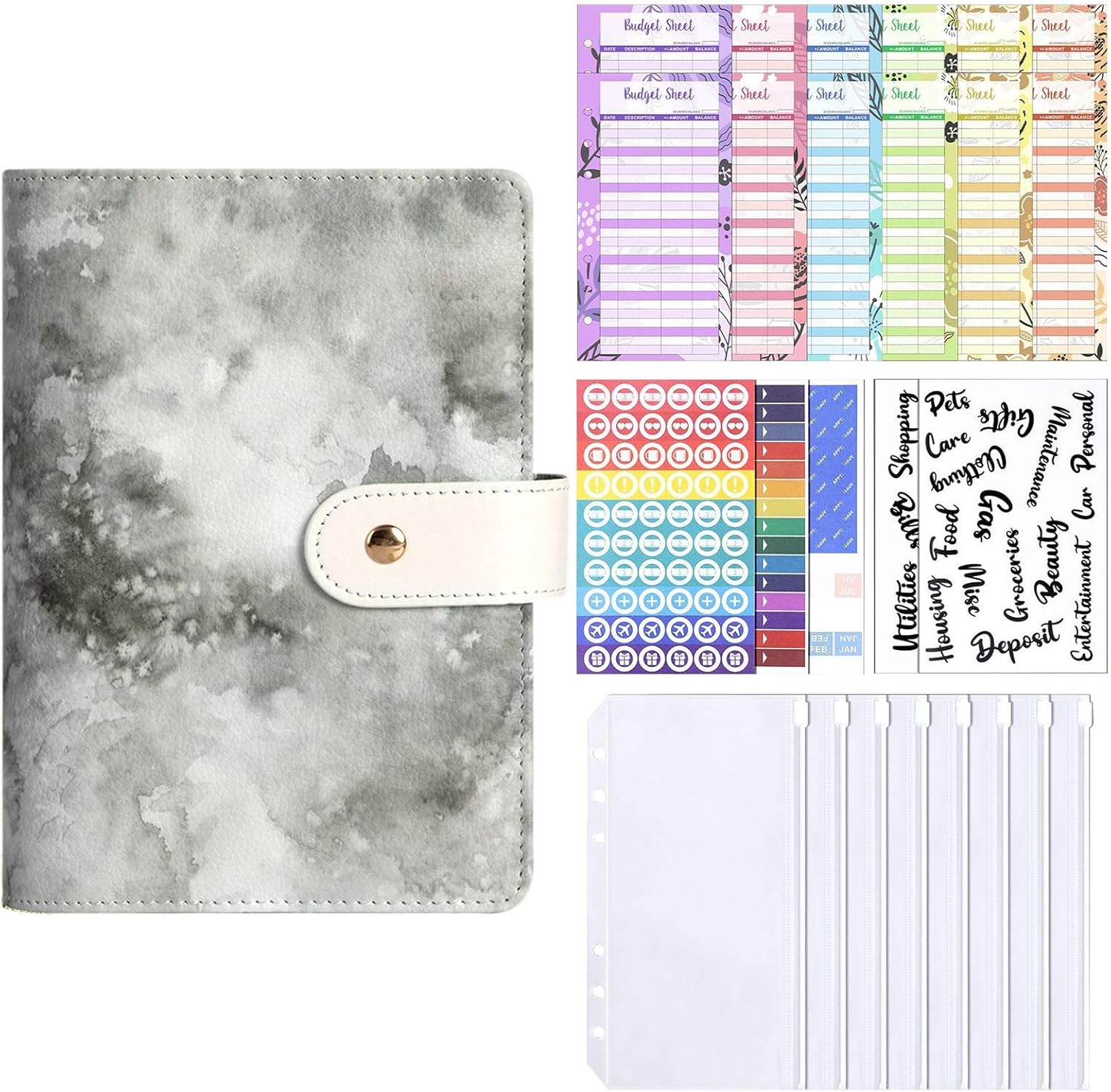 Savings Folder | A6 Saving Cassette Finance Book, Notebook Financial Planner with Zip Compartment for Notes Receipts Organisation Budget Planning