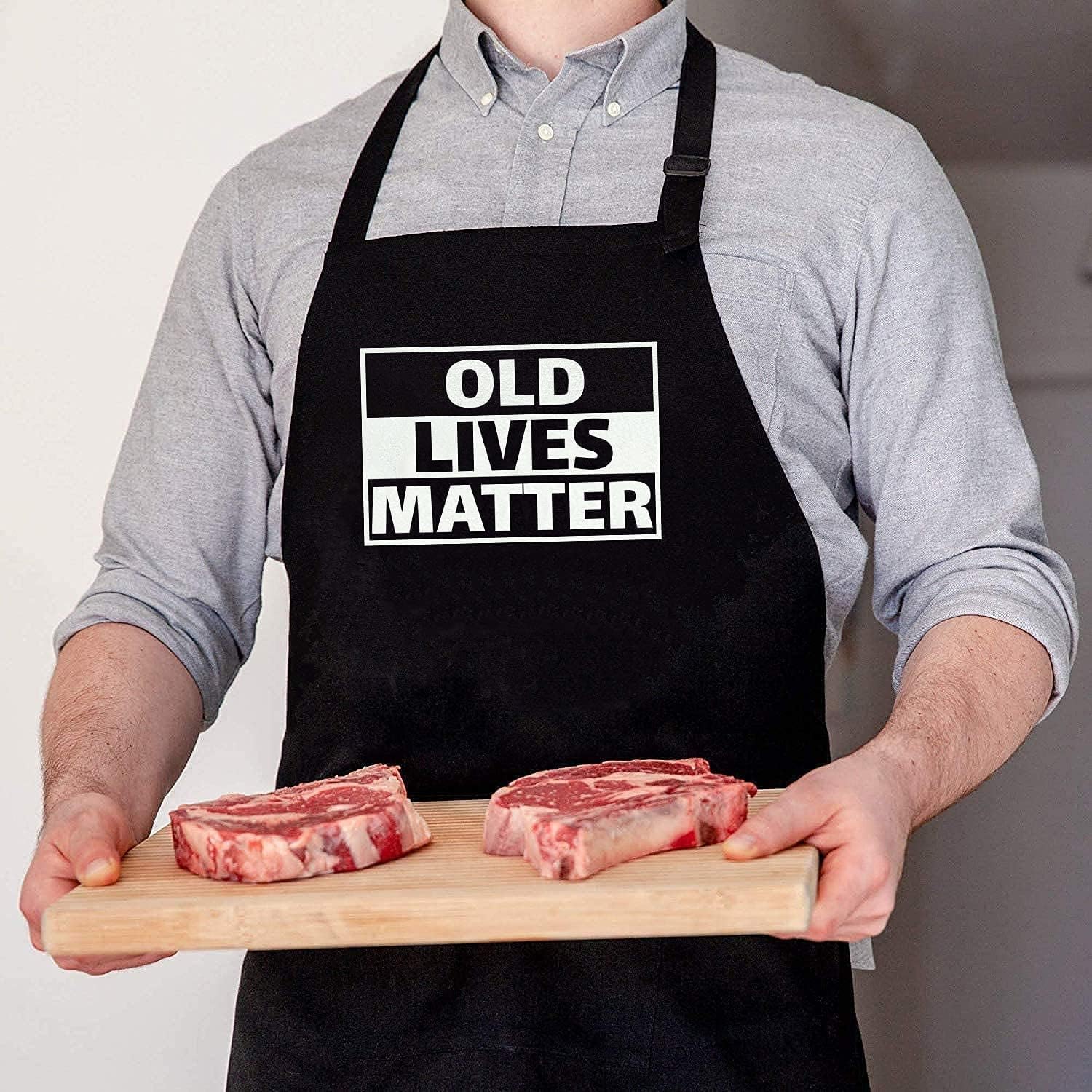 Old Lives Matter Kitchen Aprons - Funny Christmas Gifts Birthday or Retirement Gifts for Mom, Dad, Grandpa, Grandma - 50th 60th 70th Birthday Gifts for Men Women - Image 6