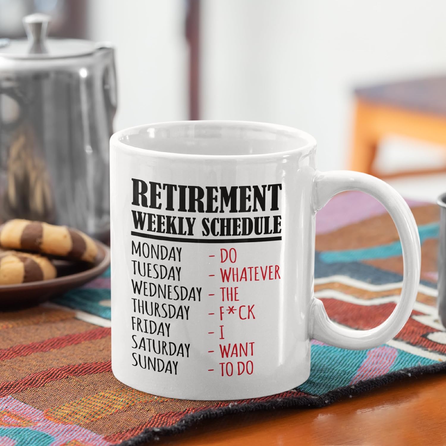 Retirement Weekly Schedule Funny Retirement Mug | Retirement Mugs for Women & Men | Colleague Leaving Gifts and Happy Retirement Gifts | Retired Mug 11 oz Coffee Cup - Image 3