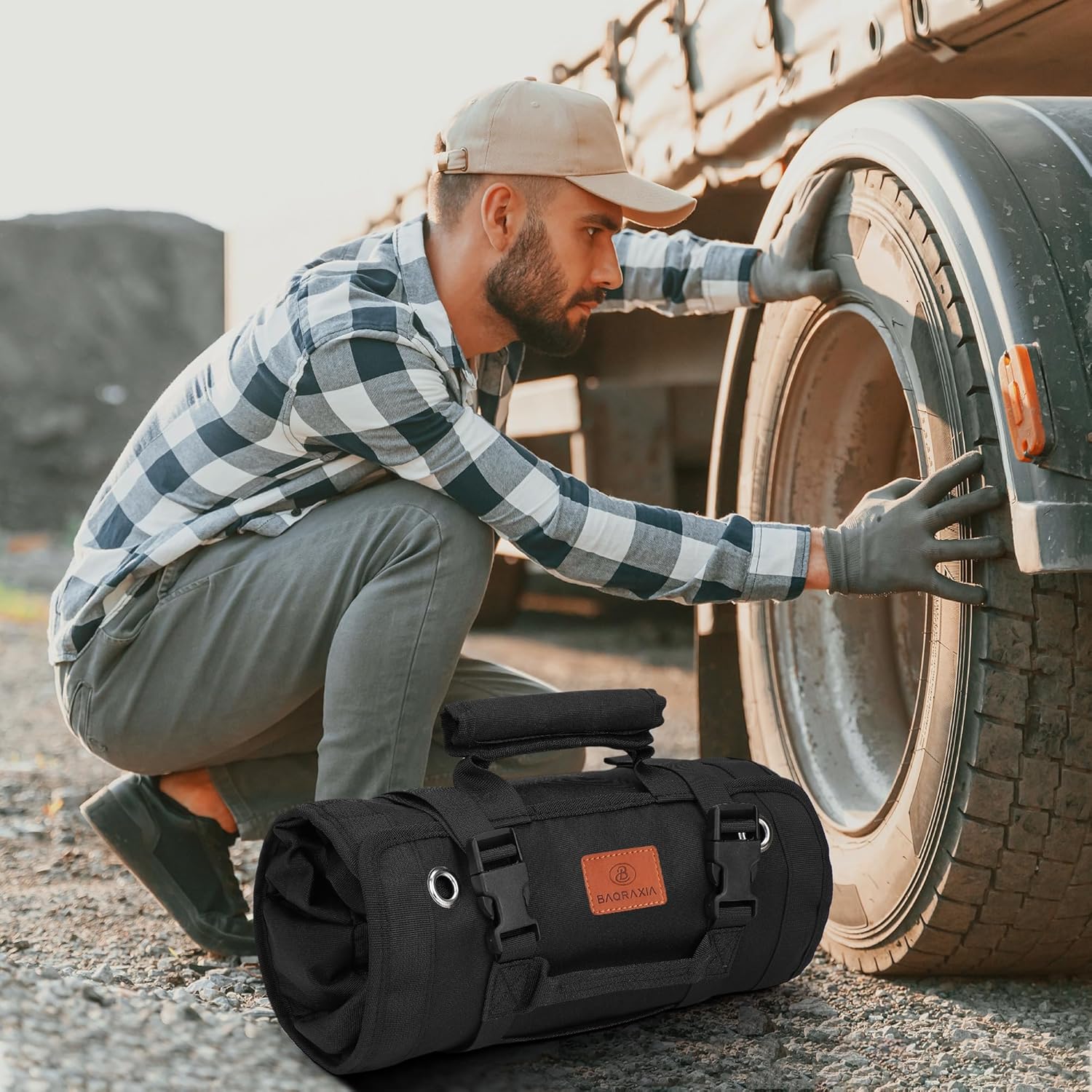 Tool Bag, Roll Up Small Tools Box Storage, Tool Gifts for Men Dad Husband Boyfriend Grandpa, Presents for Fathers Day Birthday,Heavy Duty Tool Organizer with 2 Detachable Tool Pouch - Image 2