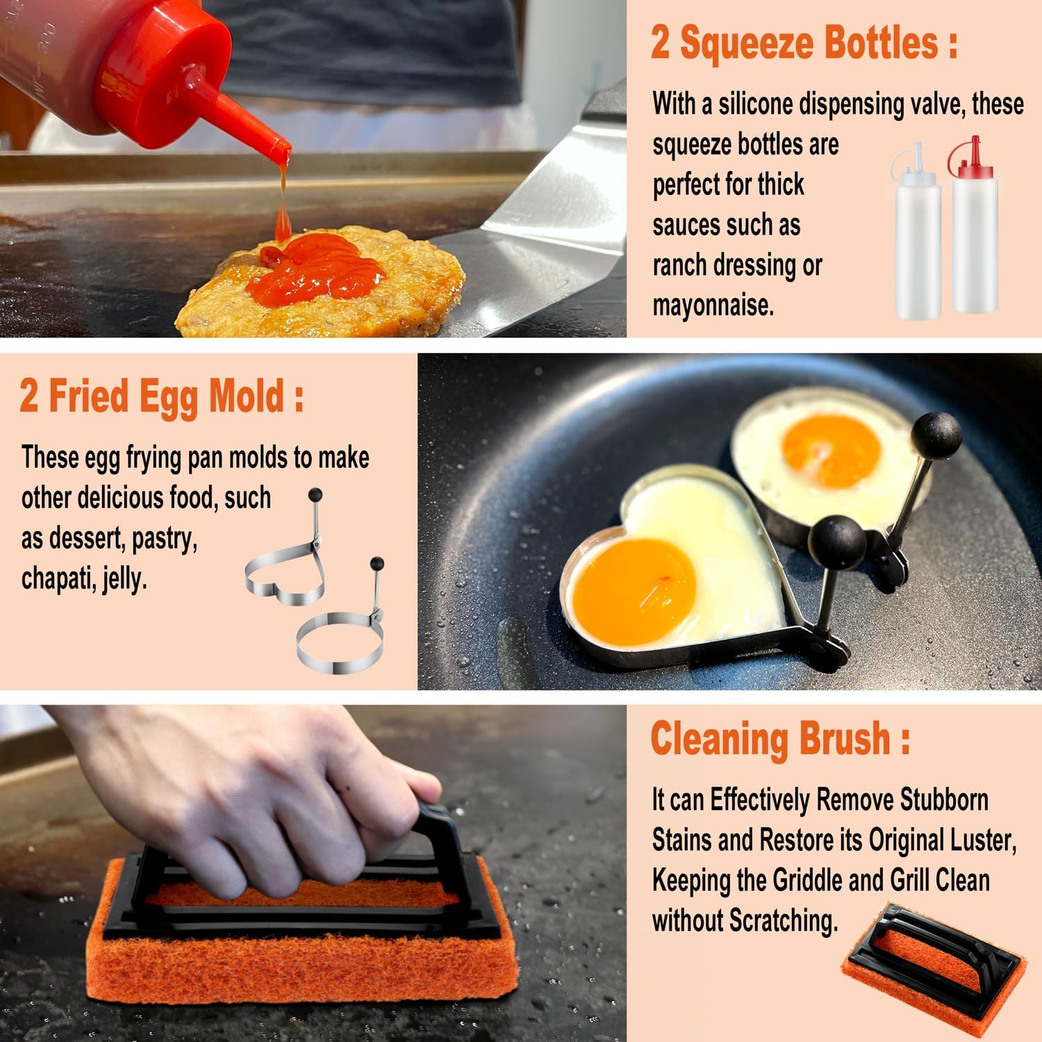 38PCS Griddle Accessories Kit, Professional BBQ Tools Set for Ourdoor Cooking, Stainless Steel Griddle Spatula Set with Tongs, Smash Burger Press, Carry Bag, Perfect Grilling Gifts for Men Dad - Image 7