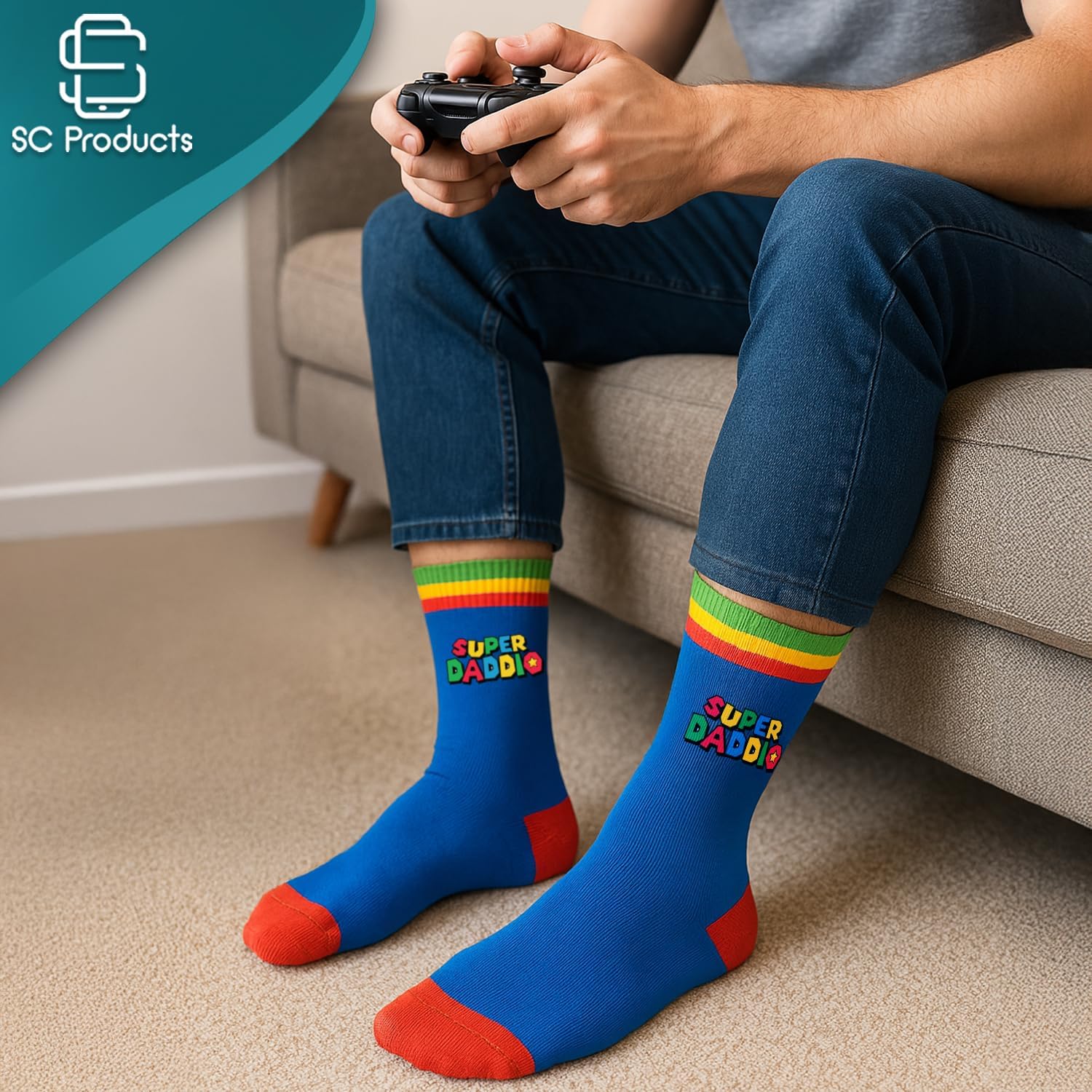 Super Daddio Funny Gifts for Dad Socks | Size 6-12 Cotton Best Daddy Socks Daddy Gifts from Daughter or Son for Xmas Birthday Fathers Day | Christmas Presents for Dad Stocking Fillers - Image 2