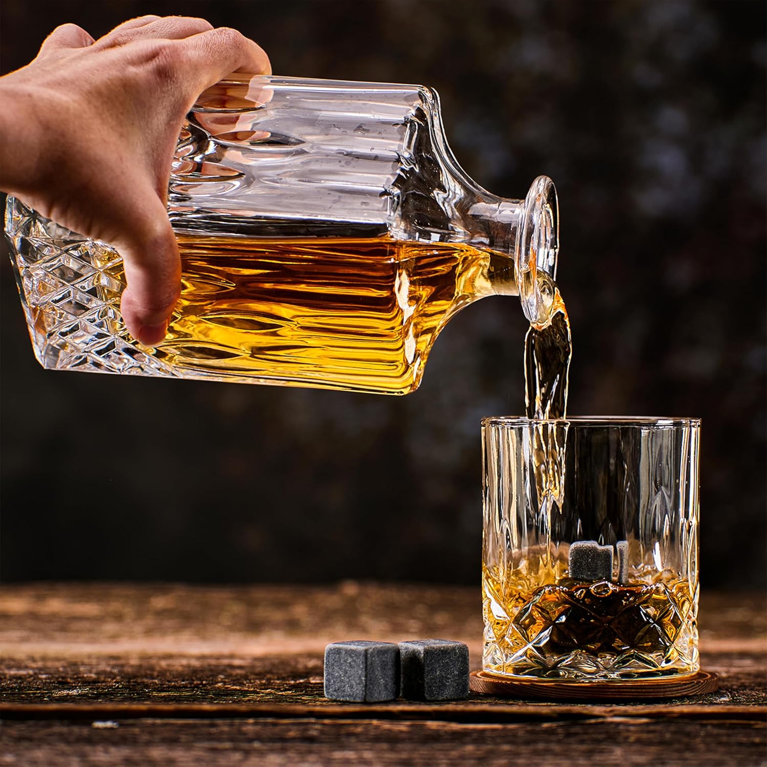 WHISISKEY - Whiskey Glass Set - Whiskey Gift Sets for Men - Whisky Glass Gifts for Men - Rum Tumblers Whisky Set with 2 Glasses, 8 Whiskey Stones, Accessories - Image 4