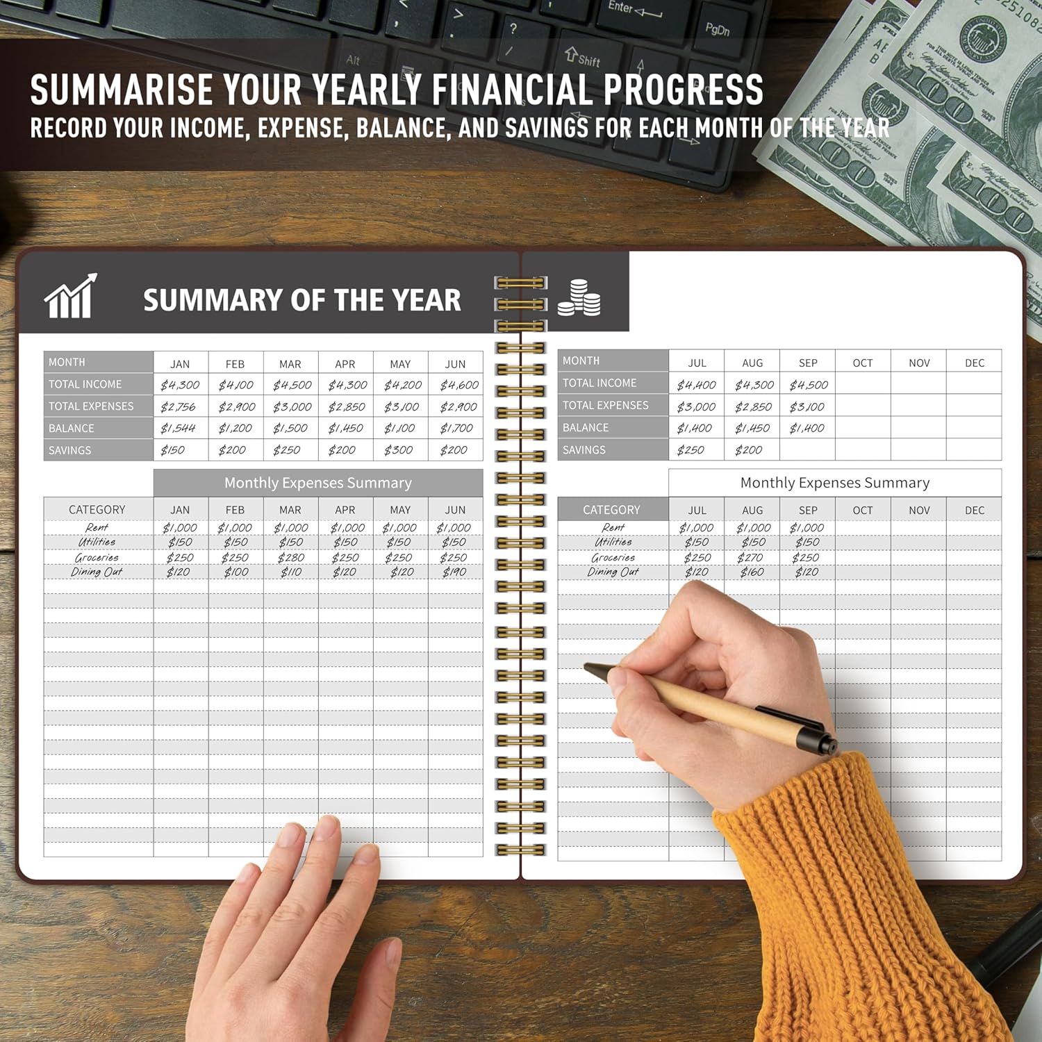 Monthly Bill Payment Checklist & Financial Planner Notebook – 4-Year Budget Organizer with 960 Bill Records, Income & Expense Tracker, Debt Payoff Log, and Savings Goals - Brown - Image 3