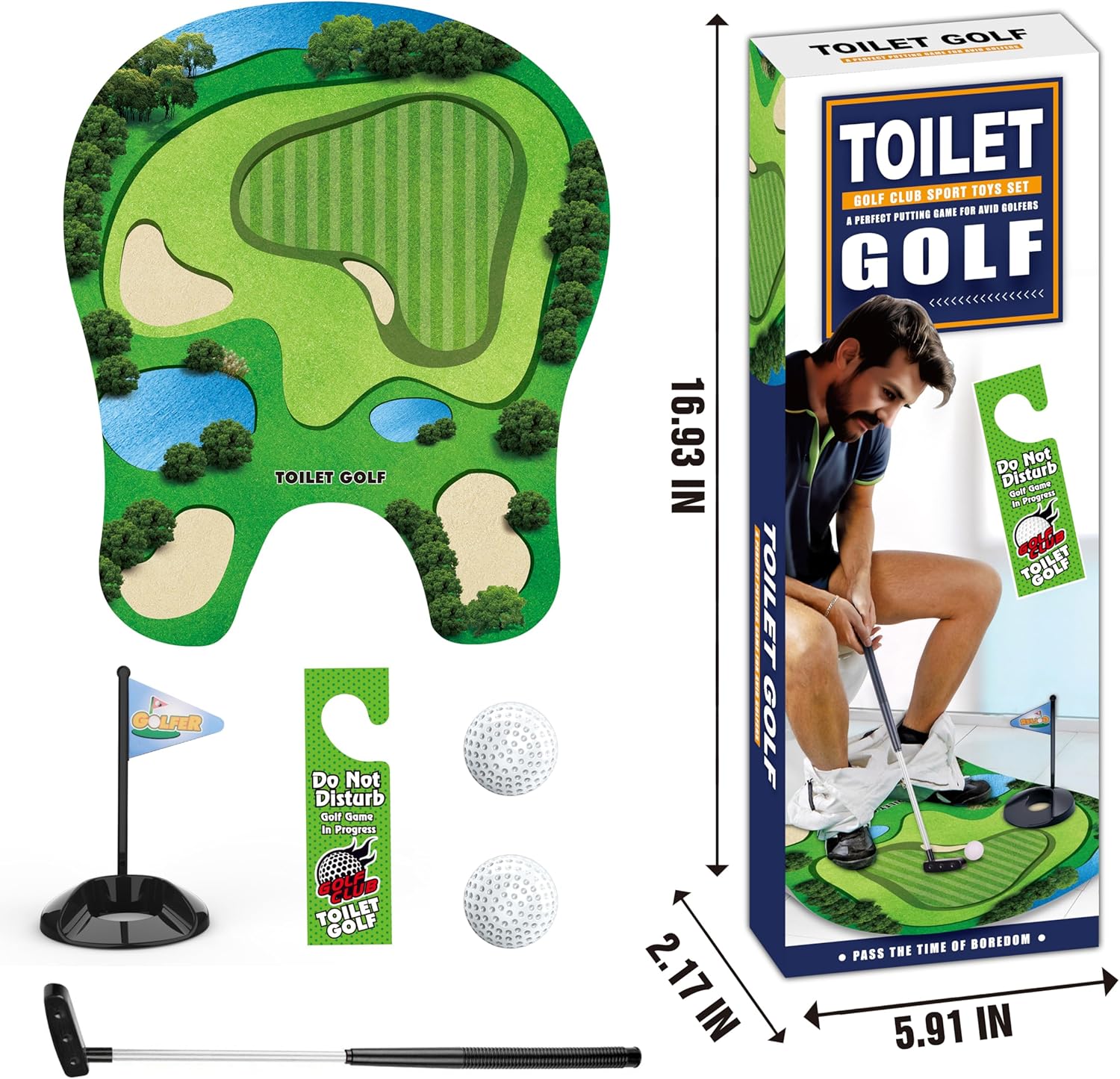 Toilet Golf Game, Funny Joke Gifts for Dad Men Husband Boyfriend Grandpa, Golf Toilet Mat Bathroom Game Humour Golf Gift, Christmas Dad Gifts Birthday Novelty Secret Santa Present