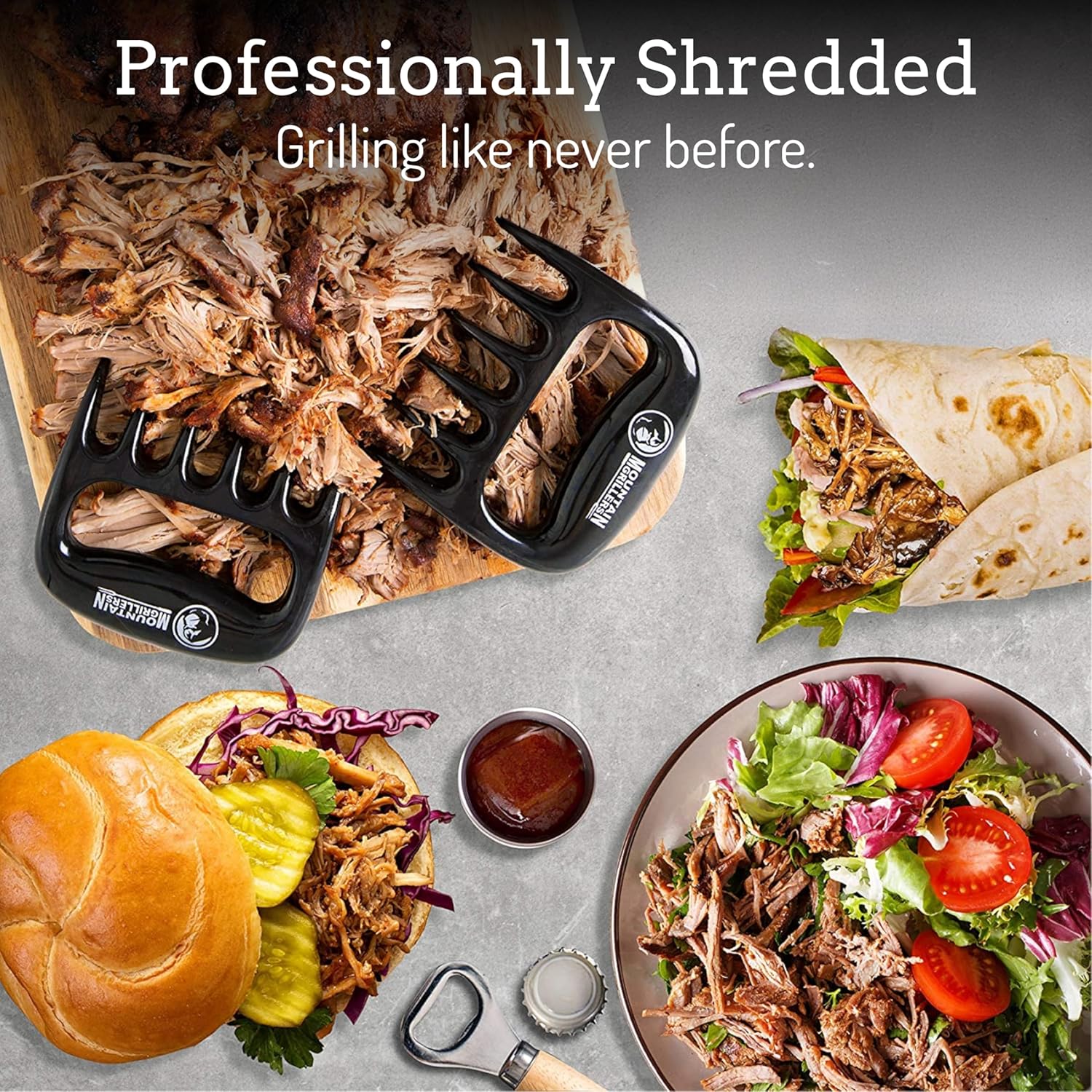 Mountain Grillers Meat Claws Meat Shredder for BBQ - These are The Meat Claws You Need, BBQ Gifts for Men - Pulled Pork, Chicken Shredder Claws x 2 for Barbecue, Smoker, Grill (Black) Bear Claws - Image 4