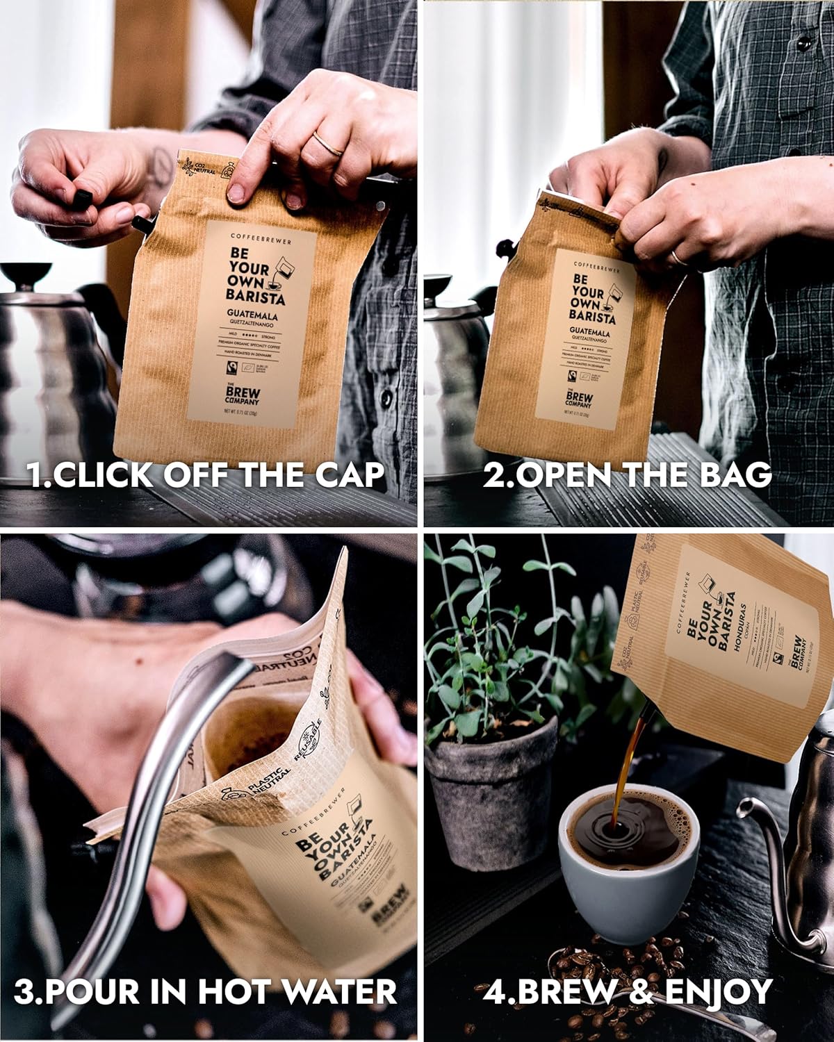 Travel Coffee for the Coffee Lover - Gift Set for Men & Women with 3 of the World’s Finest Single Estate Specialty & Organic Coffees | Brew & Enjoy Anytime, Anywhere | Hamper Style Letterbox Gift Idea - Image 4