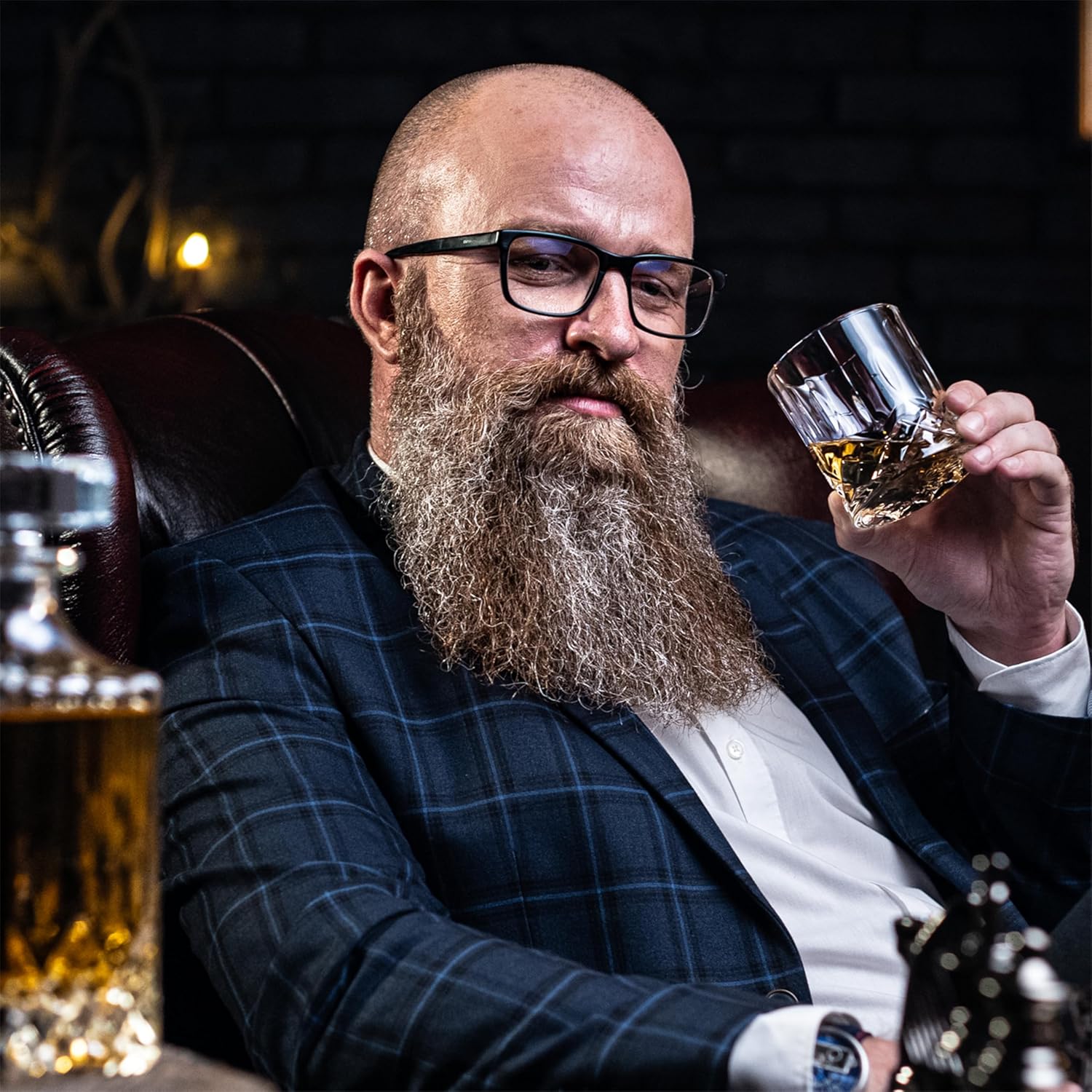 WHISISKEY - Whiskey Glass Set - Whiskey Gift Sets for Men - Whisky Glass Gifts for Men - Rum Tumblers Whisky Set with 2 Glasses, 8 Whiskey Stones, Accessories - Image 5