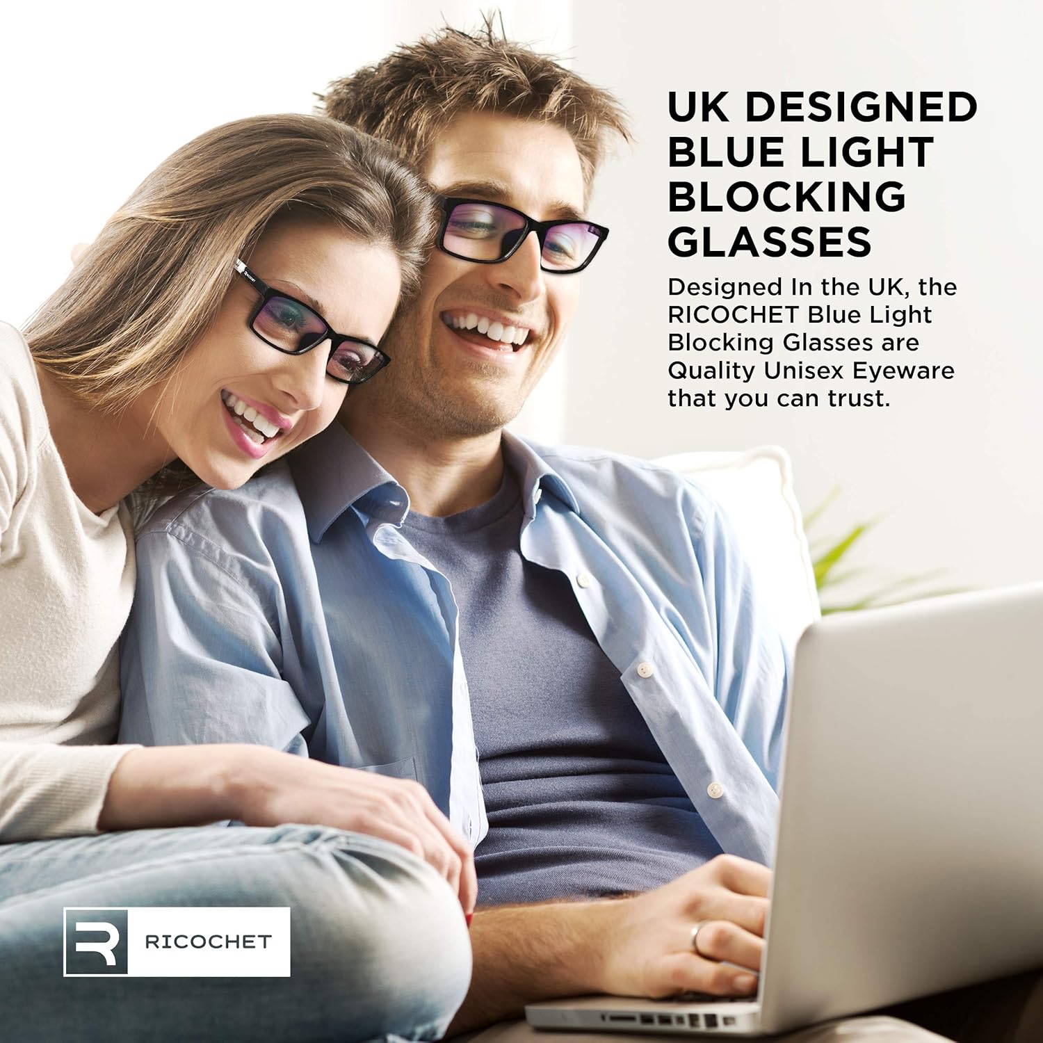 Ricochet® Blue Light Blocking Glasses -UK Designed Technologically Advanced Blue Light Glasses for Computer or Gaming Safety. Unisex Designer Glasses in Cool Graphite Black - Image 3