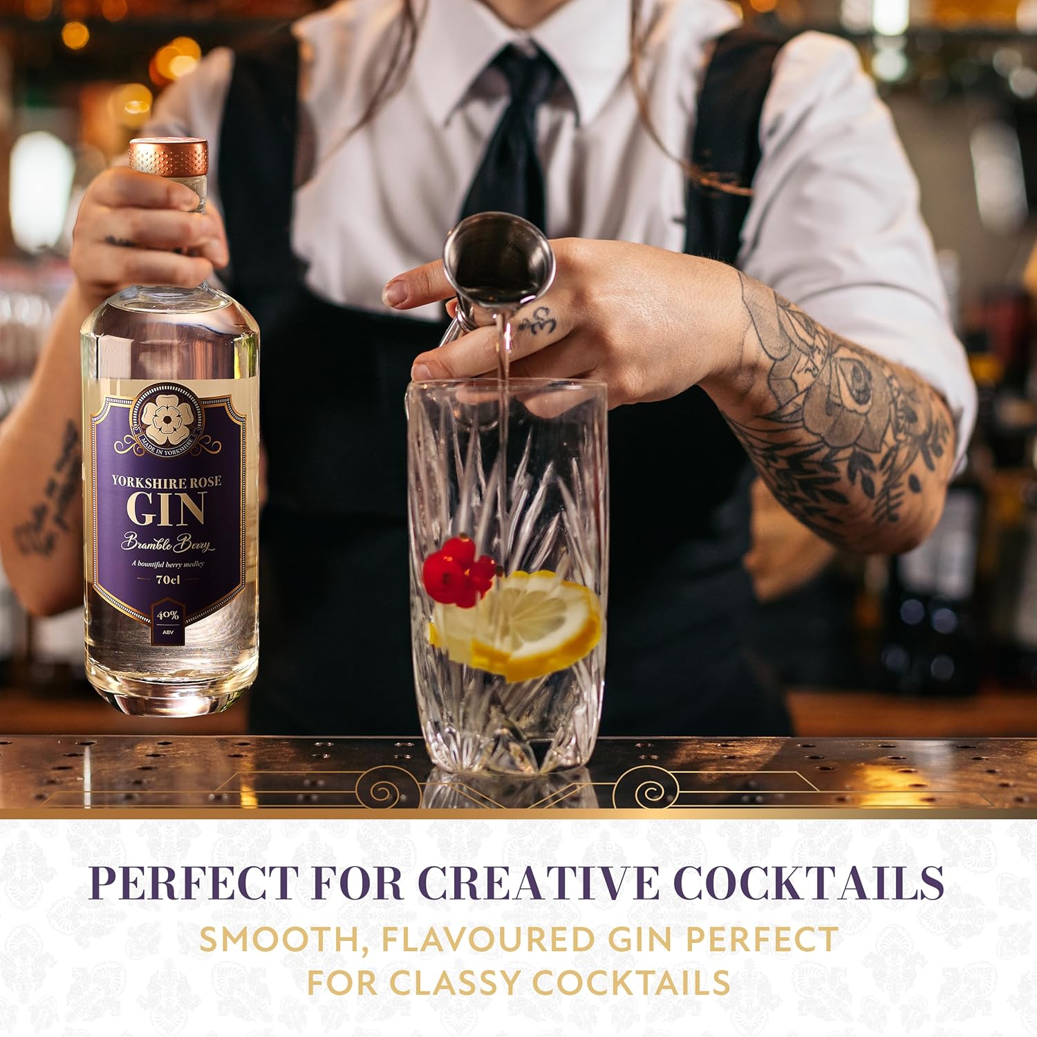 Yorkshire Rose Brambleberry Gin 70cl (40% ABV) | Flavoured Gin Bursting with Red Berries and a Hint of Citrus | Made with Natural Yorkshire Mineral Water for a Beautifully Smooth and Refreshing Finish - Image 5