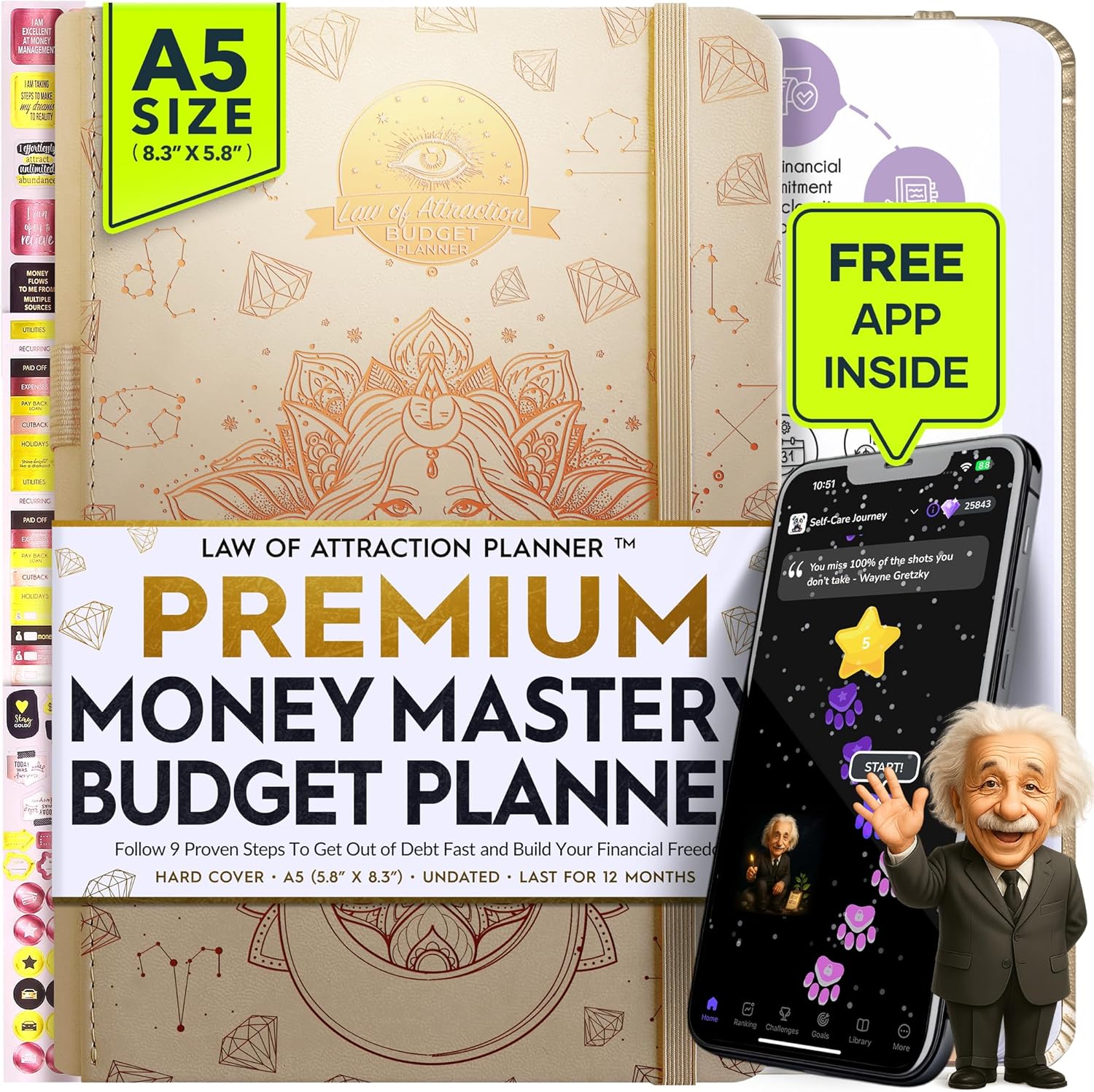 Budget Planner and Monthly Bill Organizer - Finance Planner, 12-Month Journey to Financial Freedom | Bill Payment Tracker Monthly Organizer, Money Saving & Expense Tracker | Undated Budgeting Journal