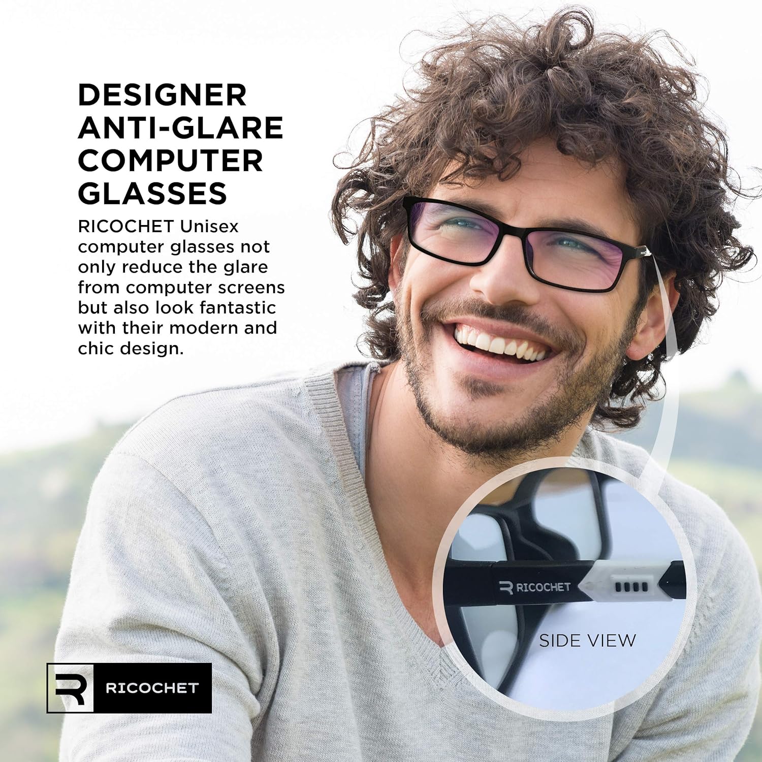 Ricochet® Blue Light Blocking Glasses -UK Designed Technologically Advanced Blue Light Glasses for Computer or Gaming Safety. Unisex Designer Glasses in Cool Graphite Black - Image 4