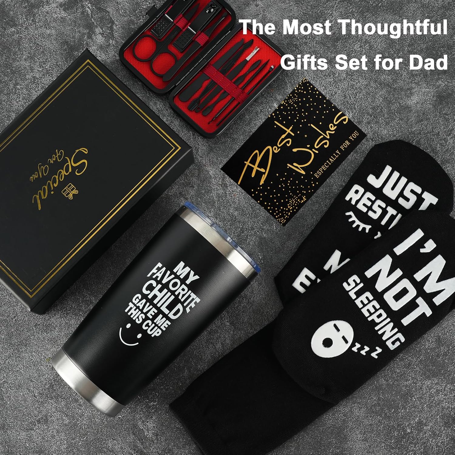Dad Gifts from Daughter Son, Birthday Gifts for Dads, Christmas Fathers Day Gift Ideas for Dad, Personalised 20oz Insulated Drinking Cup Presents for Daddy, Funny Socks - Image 2