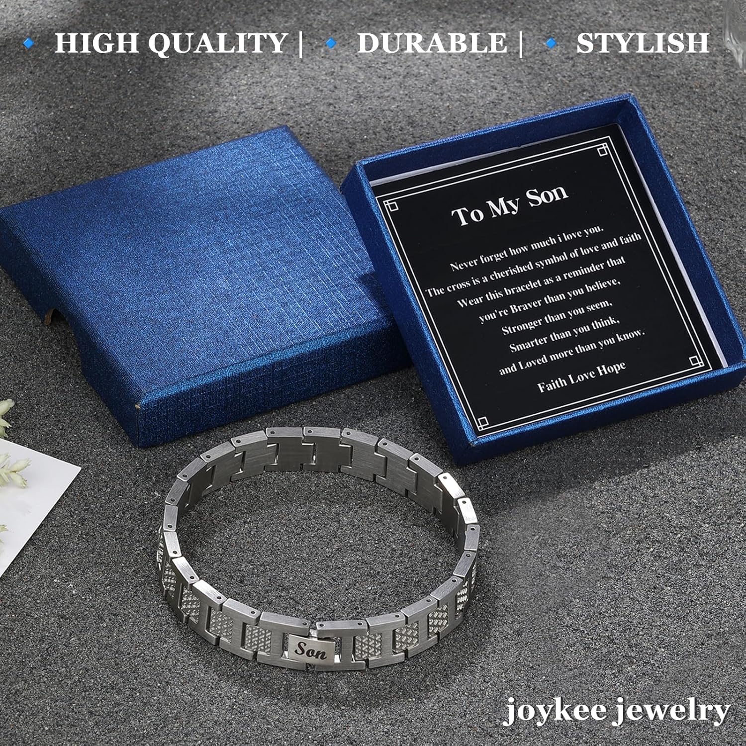 Bracelet Gifts for Men Boys Dad Son Husband Stainless Steel Chain Bracelet Jewellery Presents for Birthday Fathers Day Christmas Valentines Day with Gift Box - Image 6