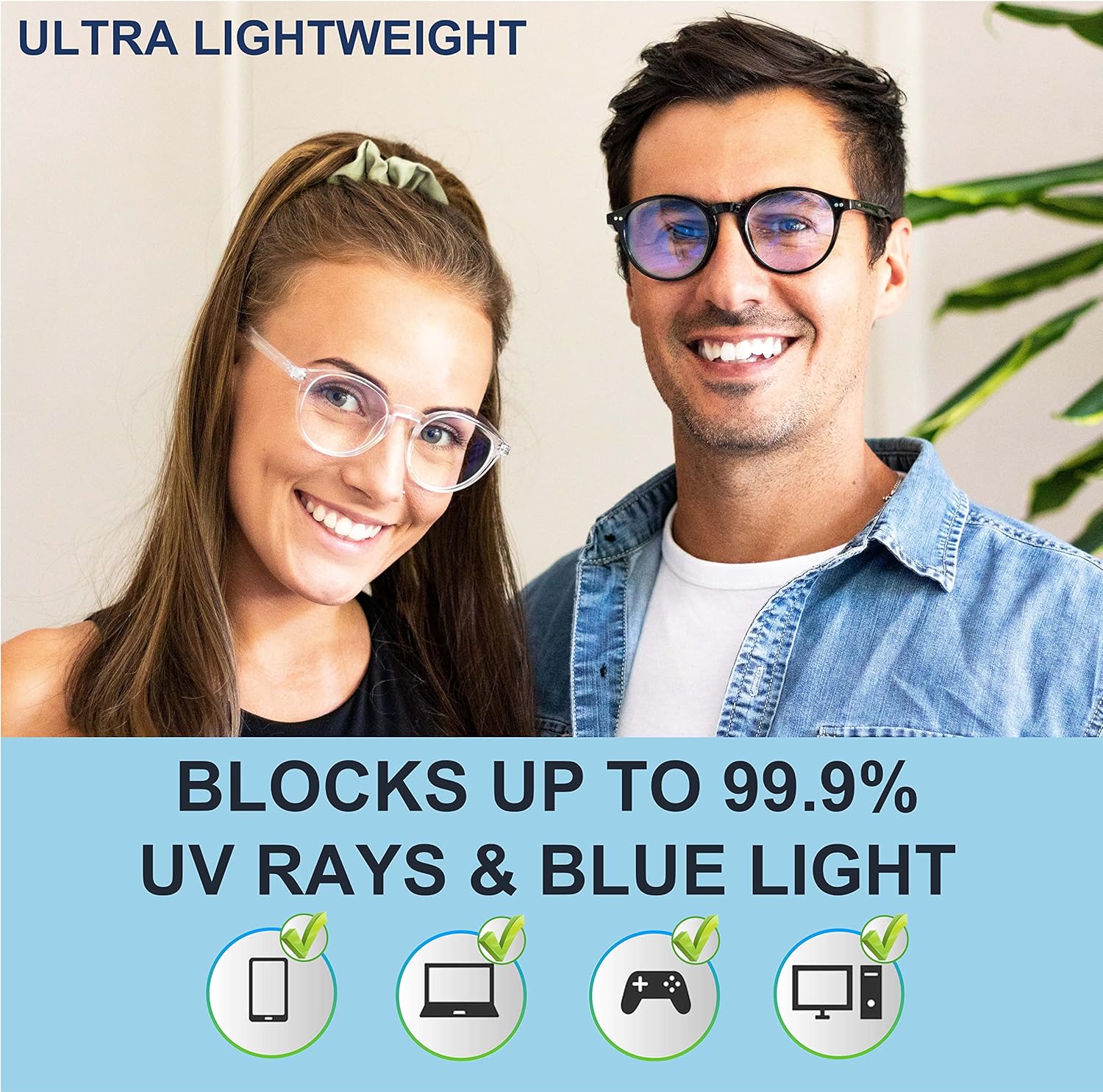 2 Pack Premium 99.9% Blue Light Blocking Glasses (380-410nm) - Reduce Headaches and Improve Sleep - UK Based Brand - Image 2