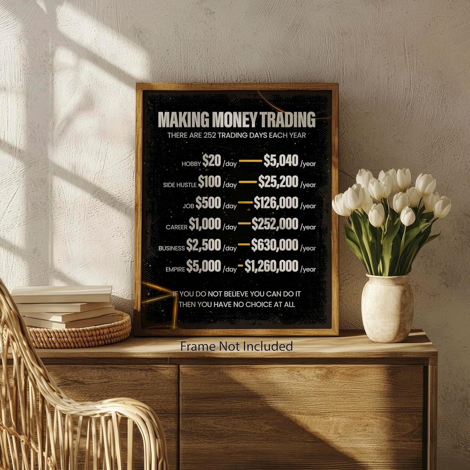 ZUKIY Making Money Trading - Motivational Stock Market Poster - 8x10 Unframed Print for Office or Trading Desk - Inspirational Wall Art for Investors, Day Traders, and Financial Enthusiasts - Image 5