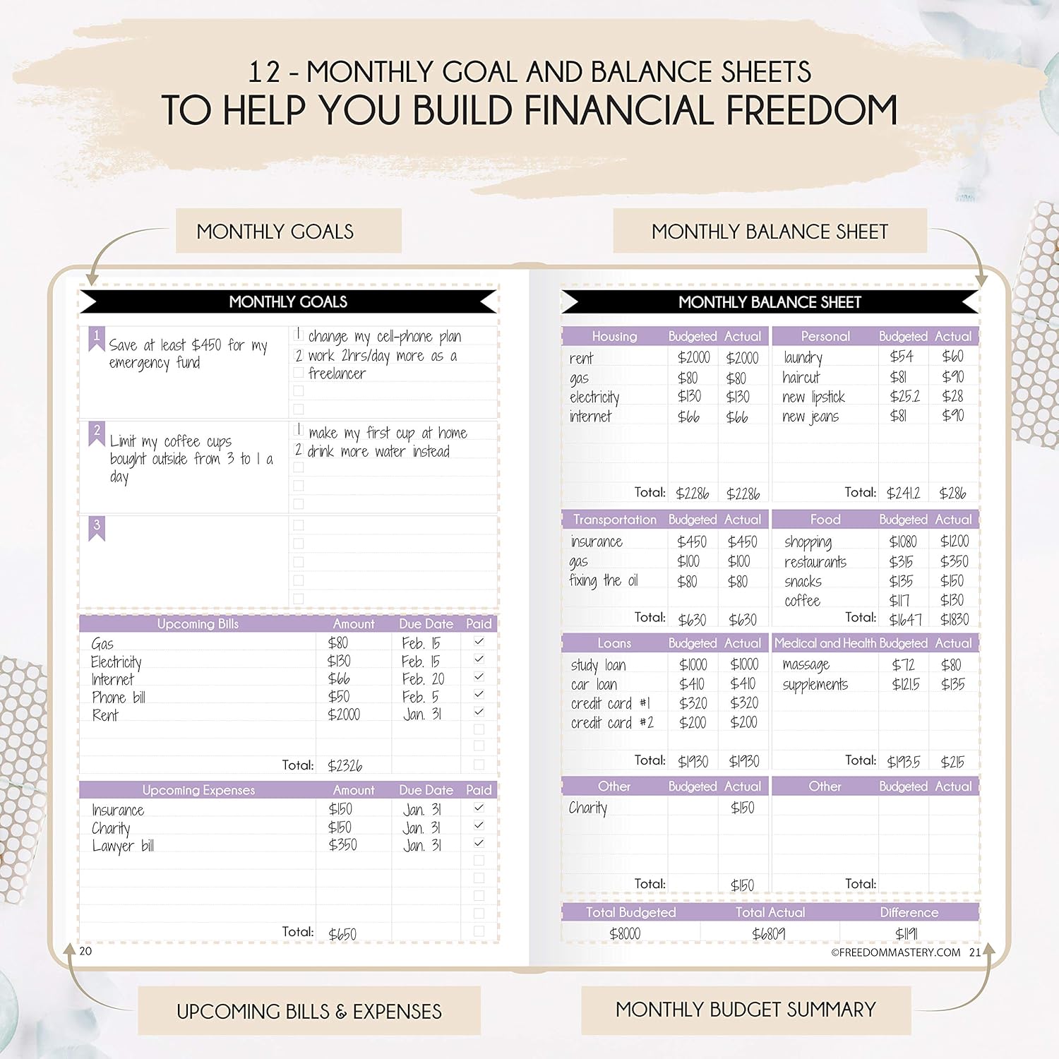 Financial Planner - Monthly Budget Planner & Monthly Bill Organizer | A 12-Month Journey to Financial Freedom | Bill Payment Tracker Organizer, Debt, Expense Tracker & Money Saving with Pockets - Image 4