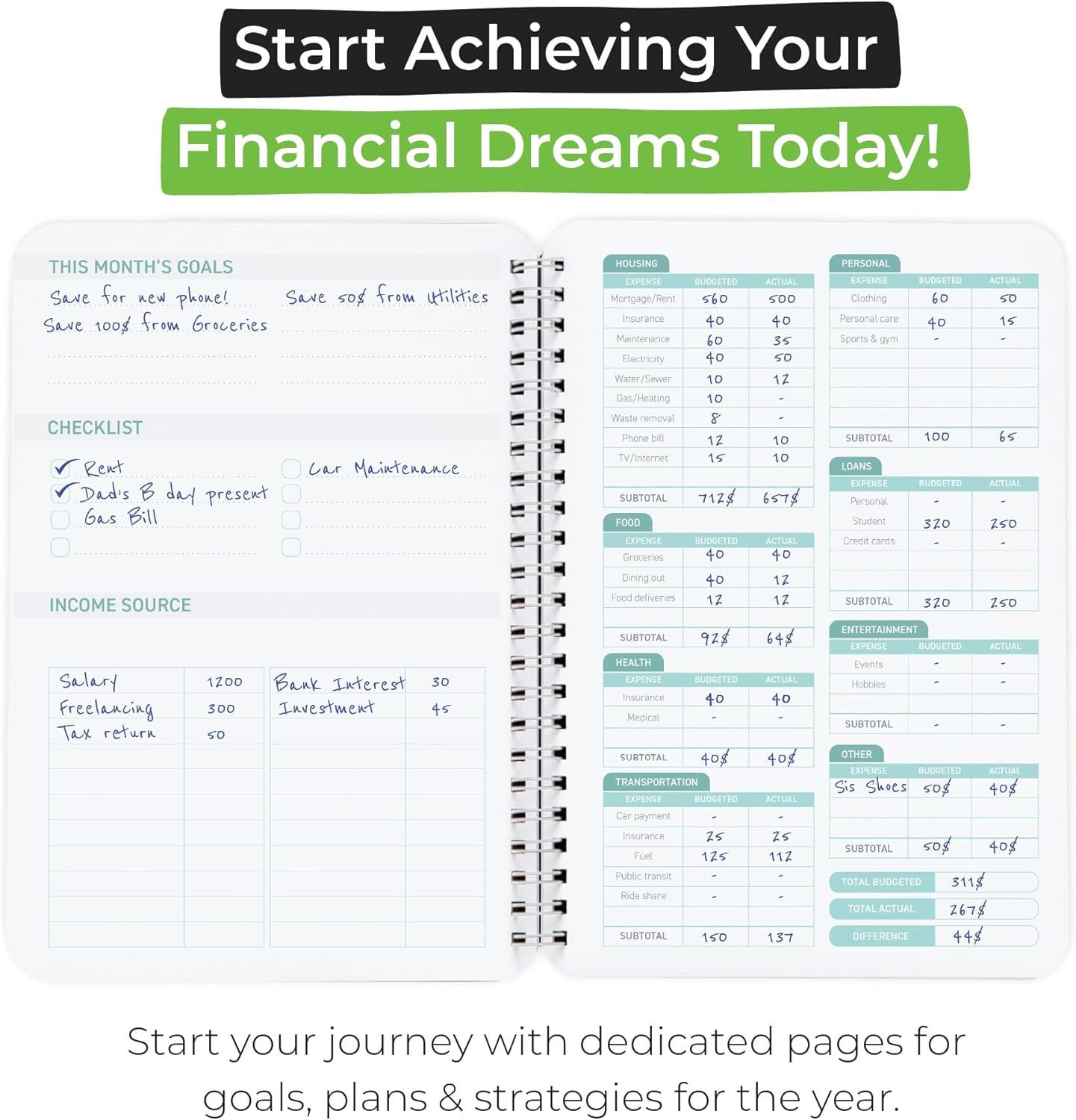 WallDeca - Undated Budget Planner, Expense Tracker Notebook, Monthly Budgeting Journal, Finance Planner & Accounts Book to Take Control of Your Money - Image 2