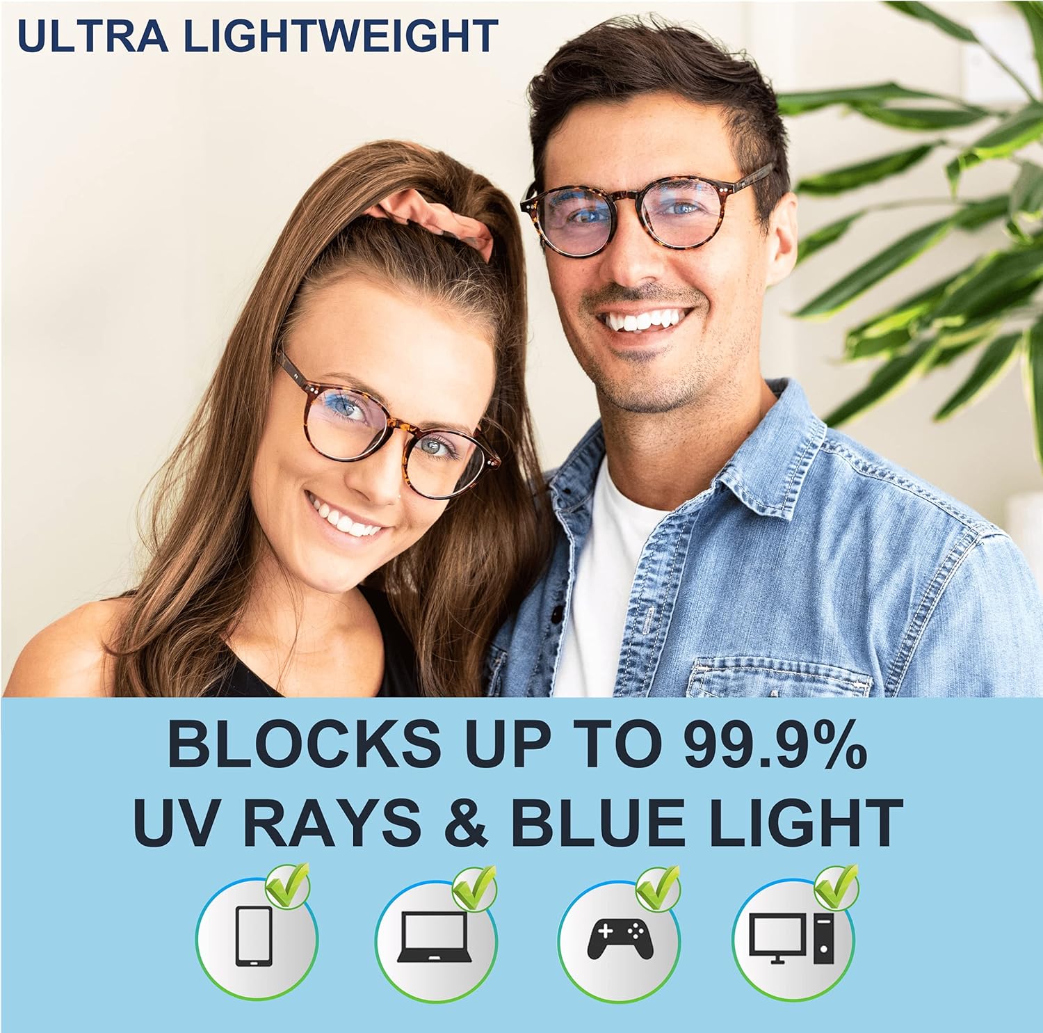 Premium 99.9% Blue Light Blocking Glasses - Reduce Headaches and Improve Sleep - UK Based Brand (Round Tortoiseshell Frame) - Image 2