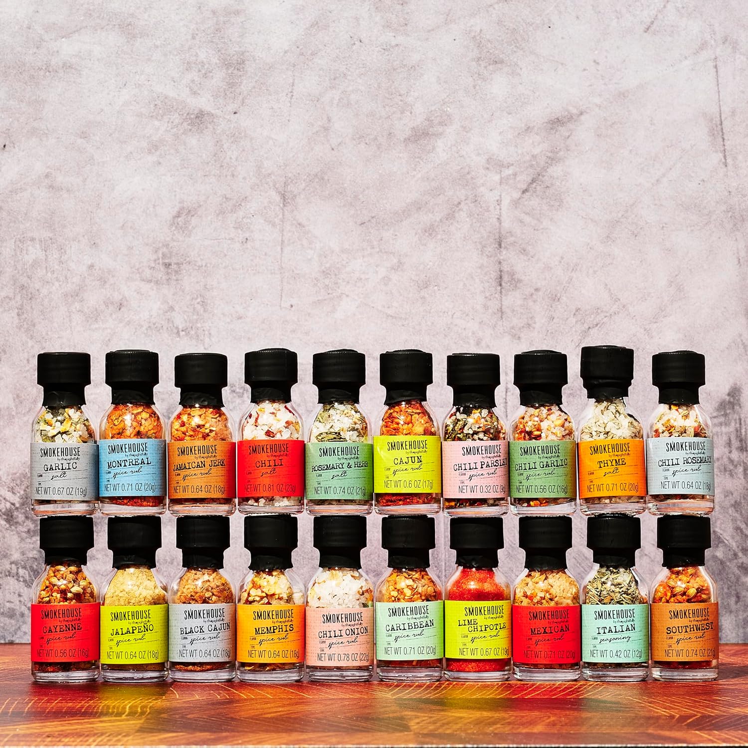 Smokehouse by Thoughtfully, Gourmet Ultimate Grilling Spice Set, Grill Seasonings and Rubs Gift Set, Flavors Include Chili Garlic, Italian Seasoning, Cayenne Spice Rub and More, Pack of 20 - Image 3