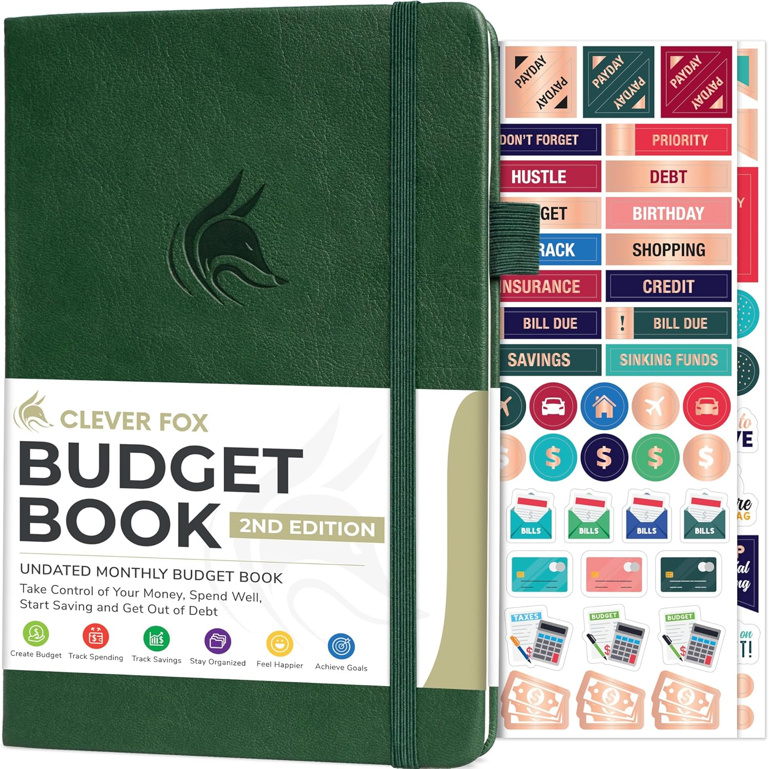 Clever Fox Budget Book 2.0 – Financial Planner & Expense Tracker Notebook. Monthly Budgeting Money Organizer. Compact, 13.5x19cm (Dark Green)
