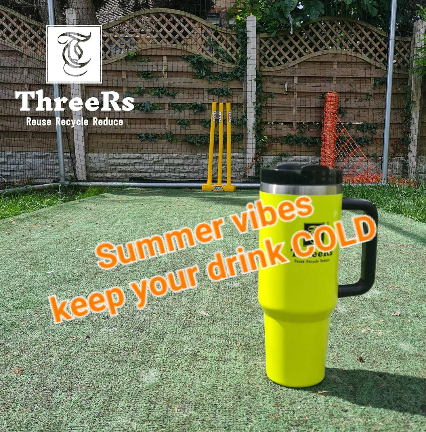 ThreeRs Quencher Travel Tumbler with Handle Straws Insulated Coffee Cup Telescopic Metal Straw, 2 Lids, Summer Water Bottle, Mug for Hot - Cold Drinks 40oz/1180ml Neon Colour (Pink) - Image 6