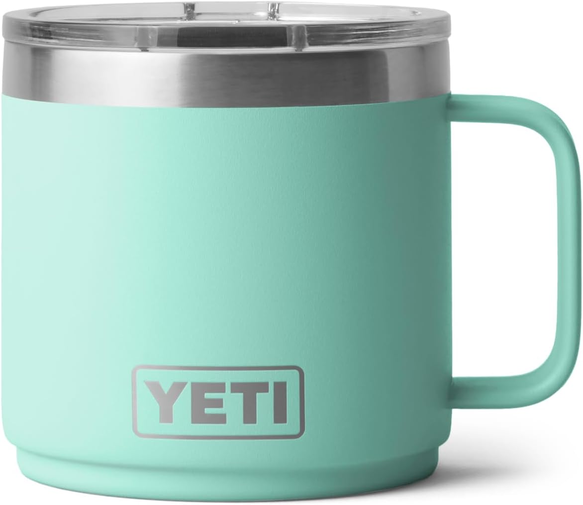YETI Rambler Mug, Vacuum Insulated Stainless Steel Stackable Mug with Magslider Lid, Seafoam, 14 oz (414 ml) - Image 2