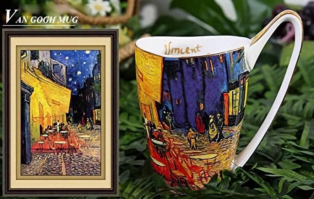 YBK Tech Bone China Coffee Mug, 16oz Large Tea Cup - Design Inspired by Van Gogh's Paintings (Night café) - Image 2